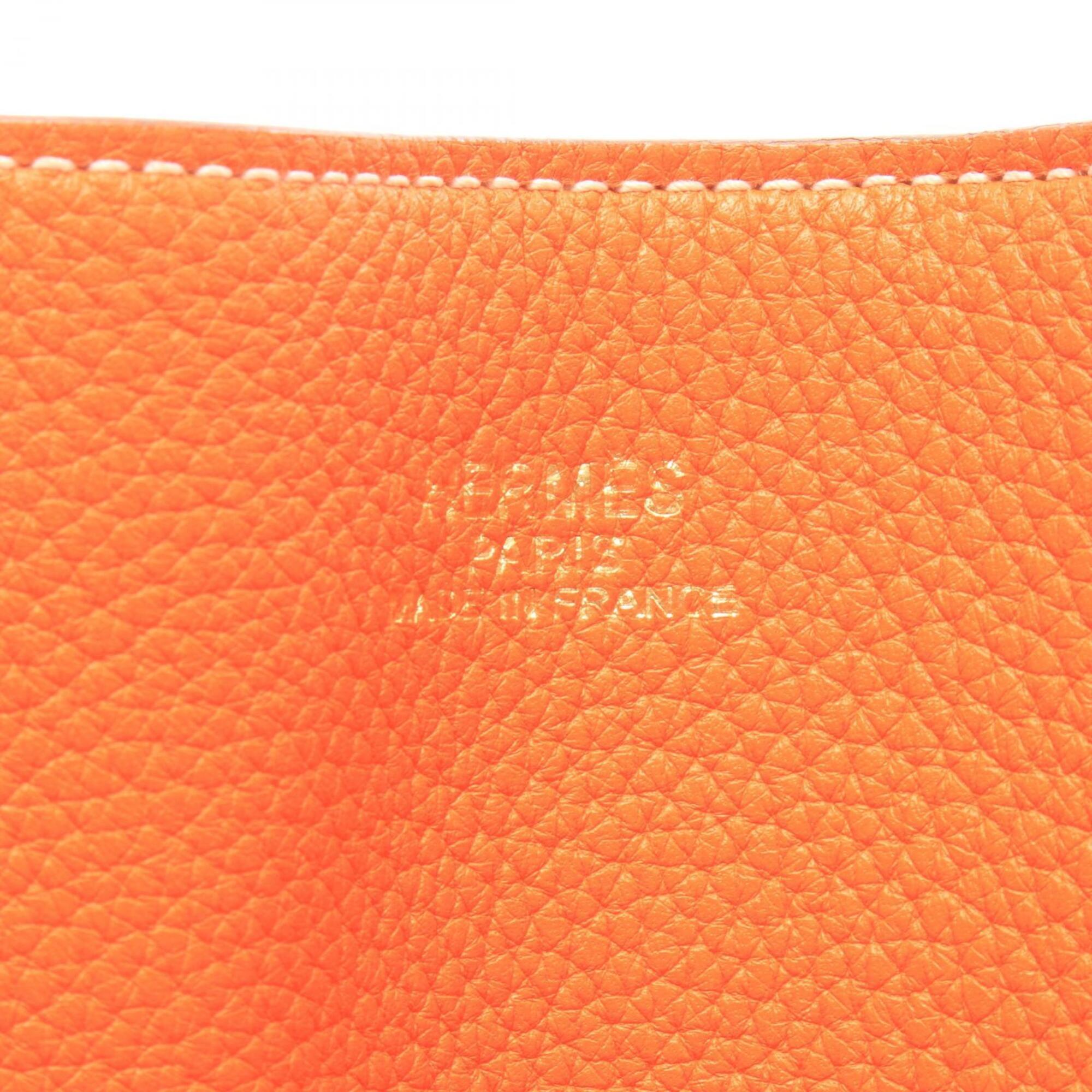 Hermes Gray Orange Taurillon Clemence Leather Handbag Tote Bag (Pre-Owned)