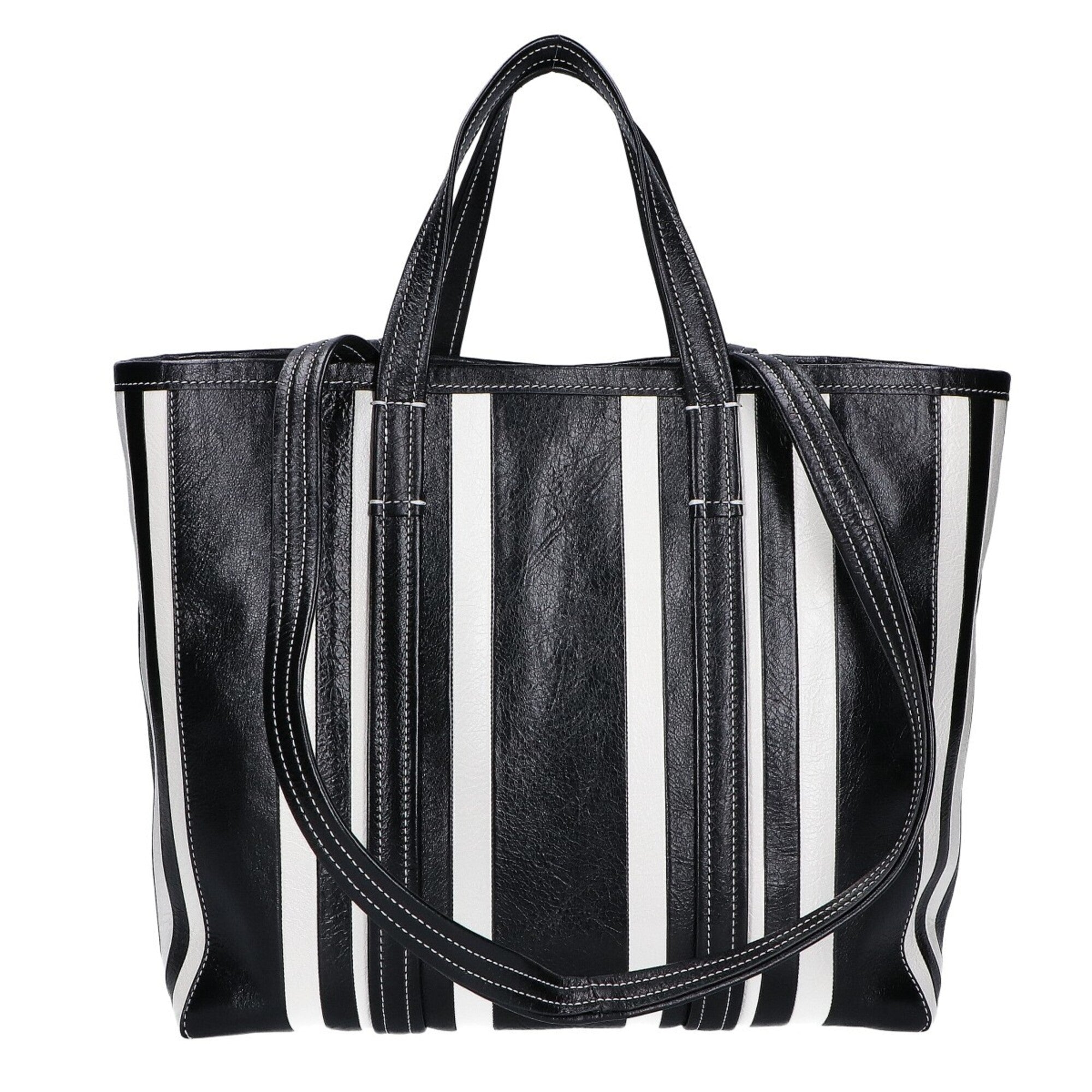 Balenciaga Black White Leather Tote Bag (Pre-Owned)