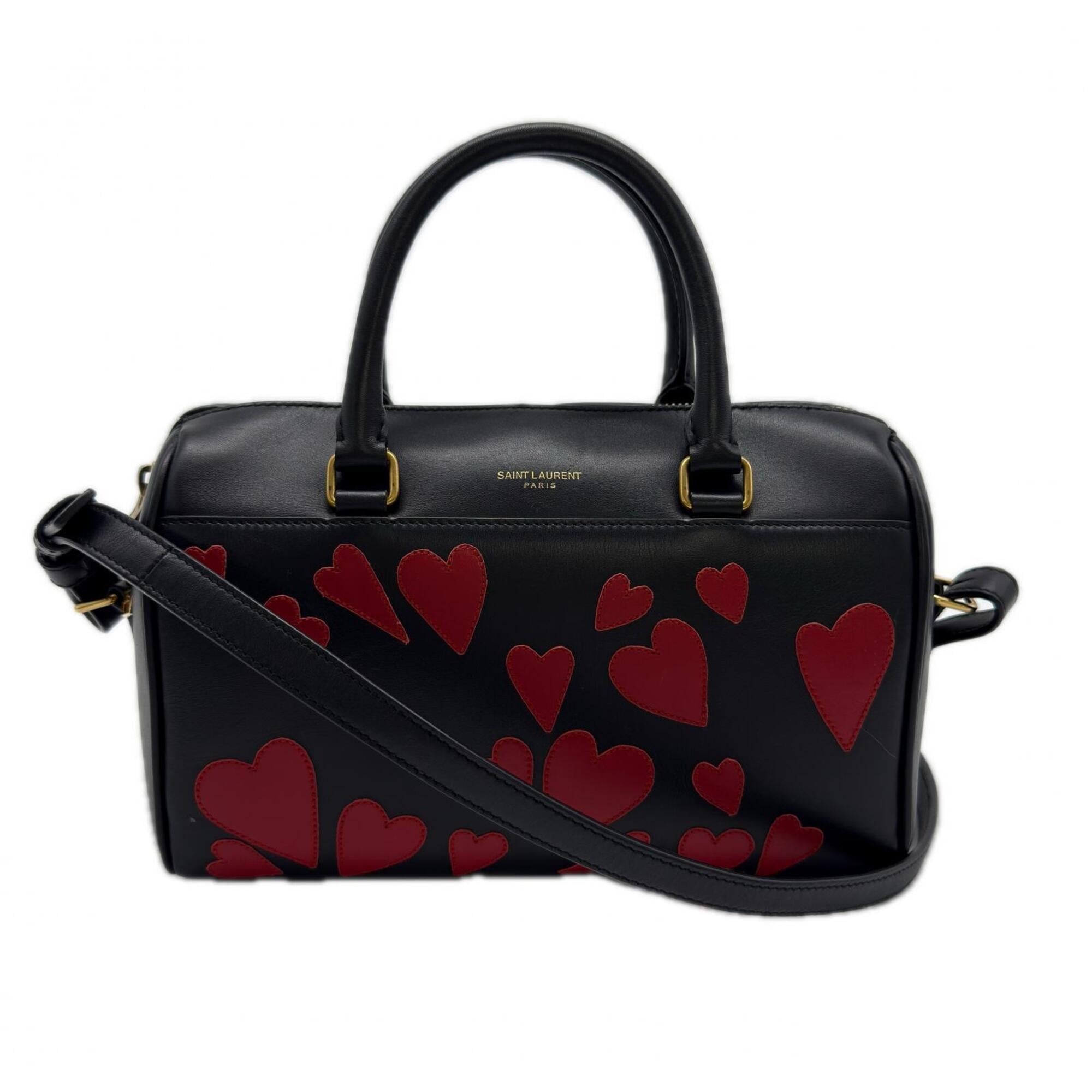 Saint Laurent Black Red Color Leather Handbag (Pre-Owned)