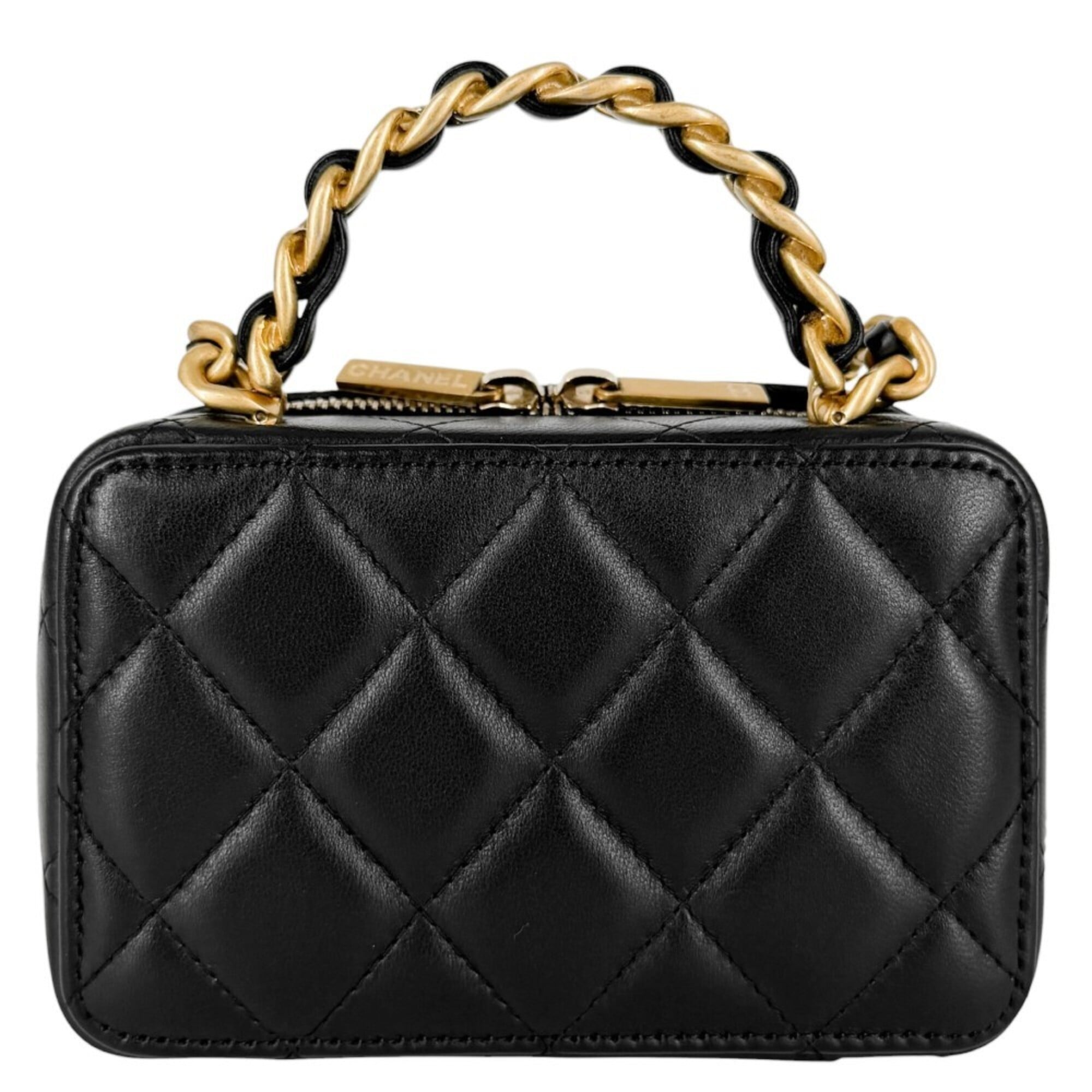 Chanel Matelasse Black Leather Handbag Shoulder Bag (Pre-Owned)