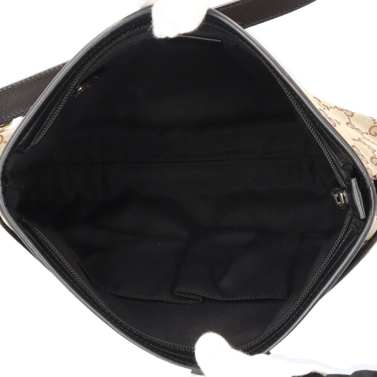 Gucci Black Brown Gg Canvas Leather Shoulder Bag (Pre-Owned)