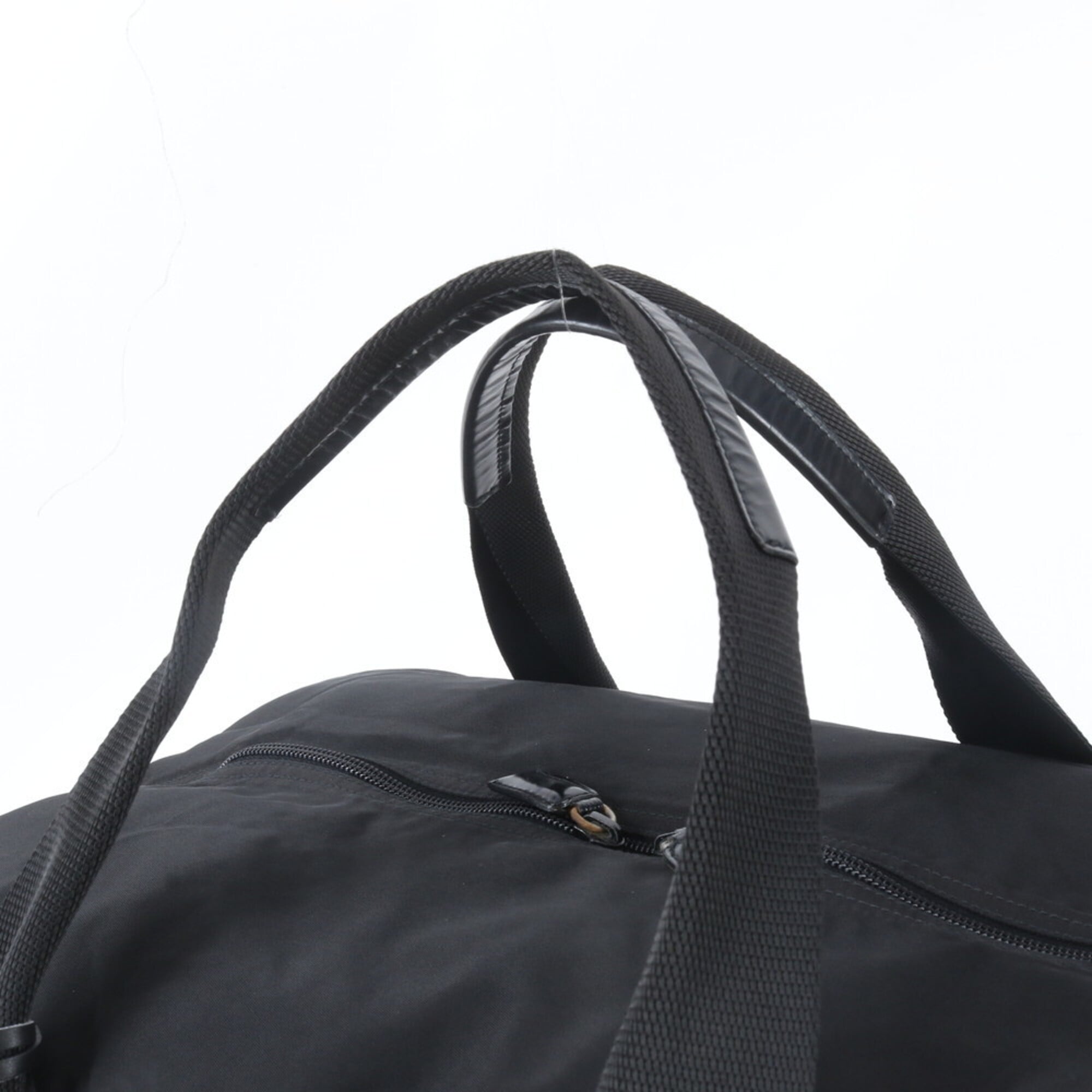 Prada Black Nylon Leather Boston Bag Tote Bag (Pre-Owned)