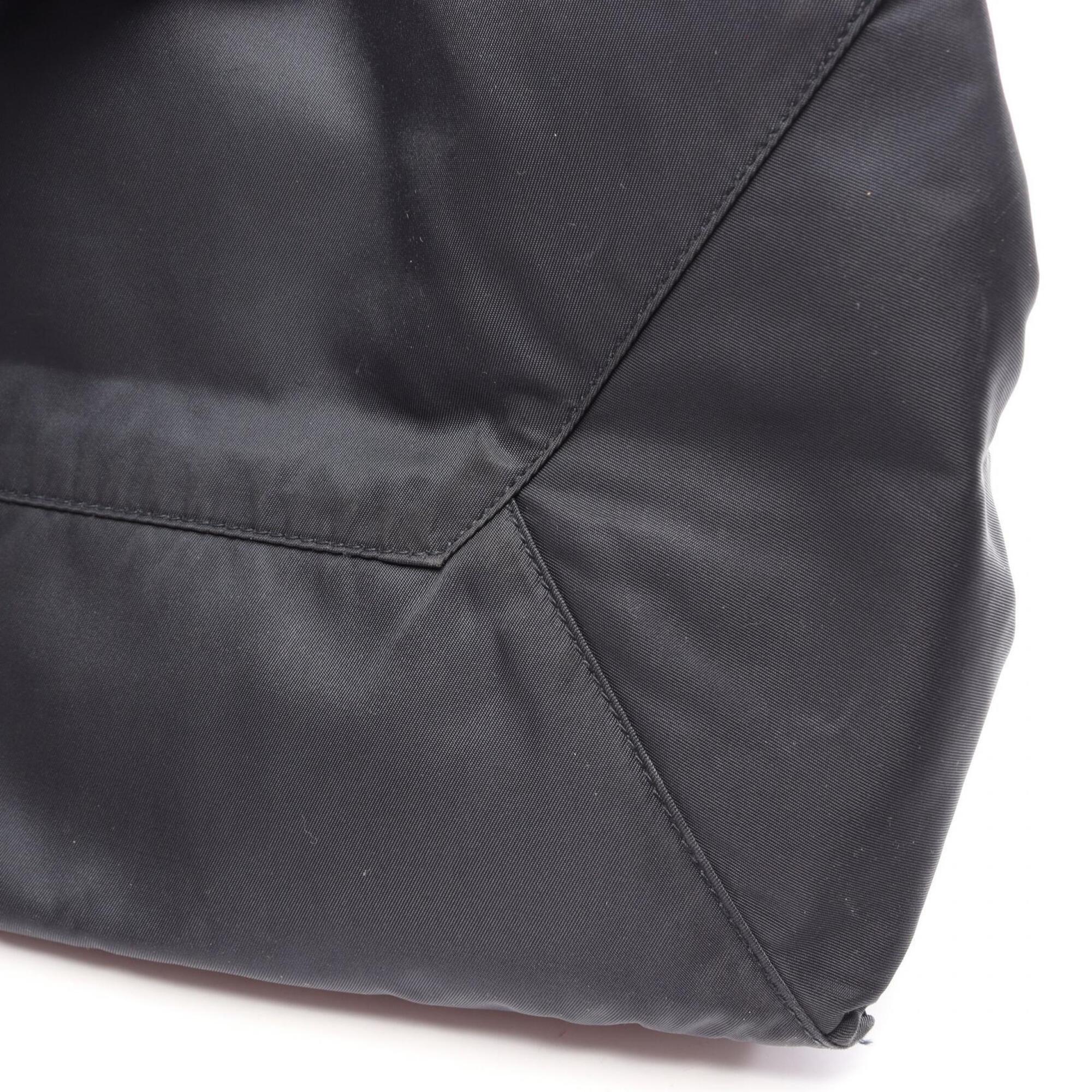 Prada Black Navy Nylon Leather Handbag Tote Bag (Pre-Owned)