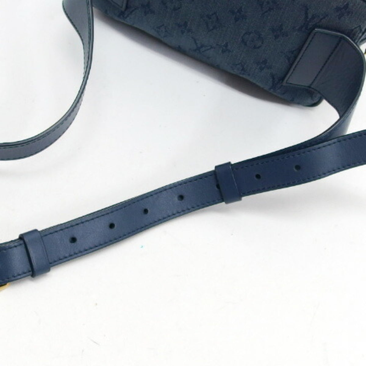 Louis Vuitton Monogram Denim Dark Brown Denim Leather Shoulder Bag (Pre-Owned)