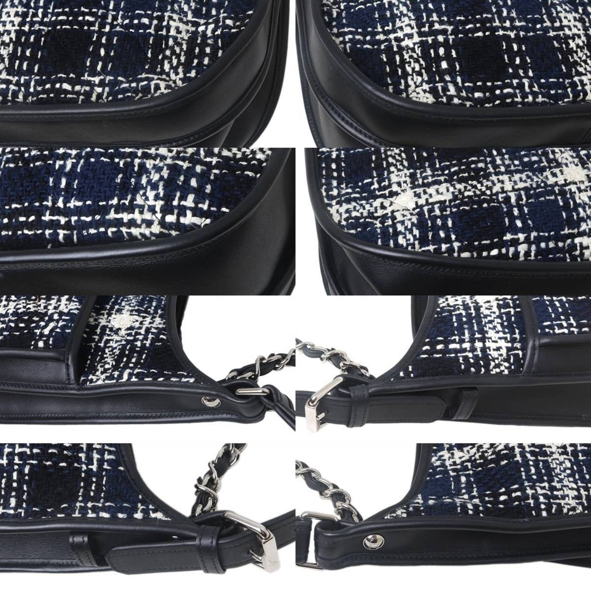 Chanel Navy White Cotton Shoulder Bag (Pre-Owned)