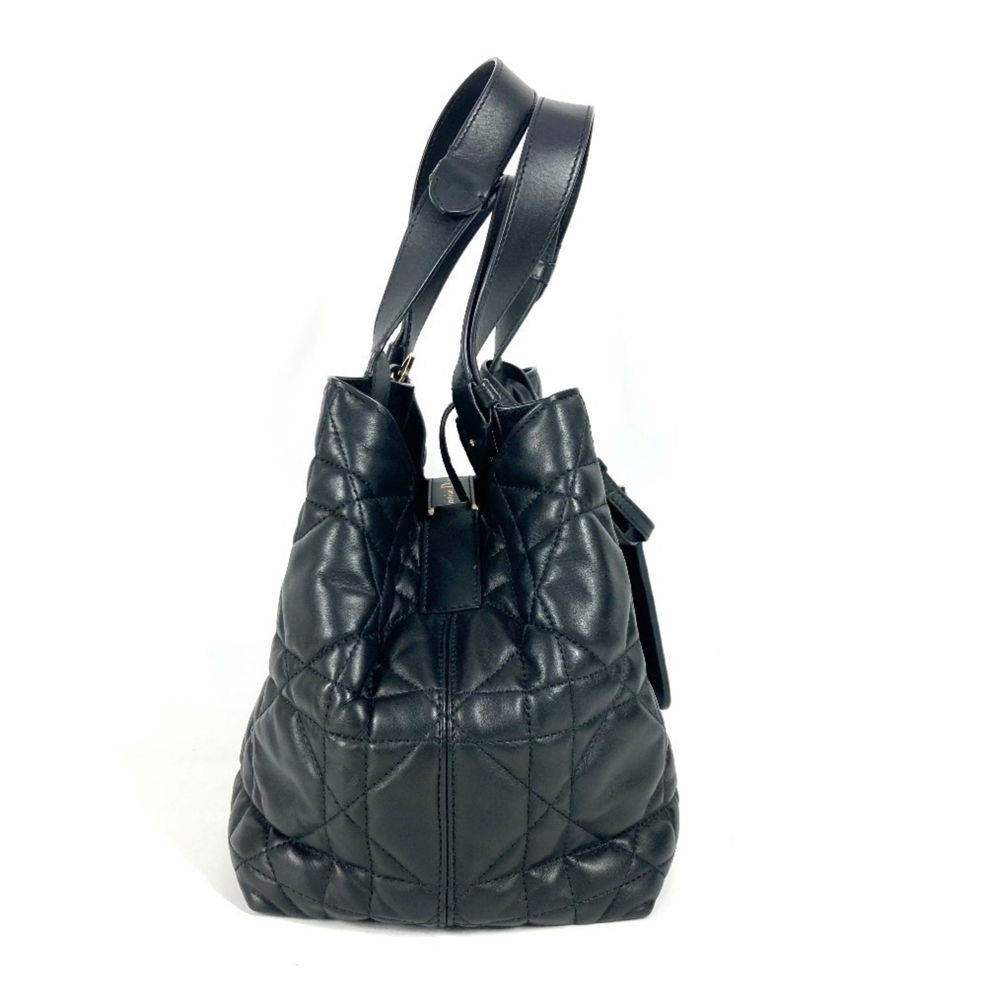 Christian Dior Black Leather Handbag Pouch Shoulder Bag Tote Bag (Pre-Owned)