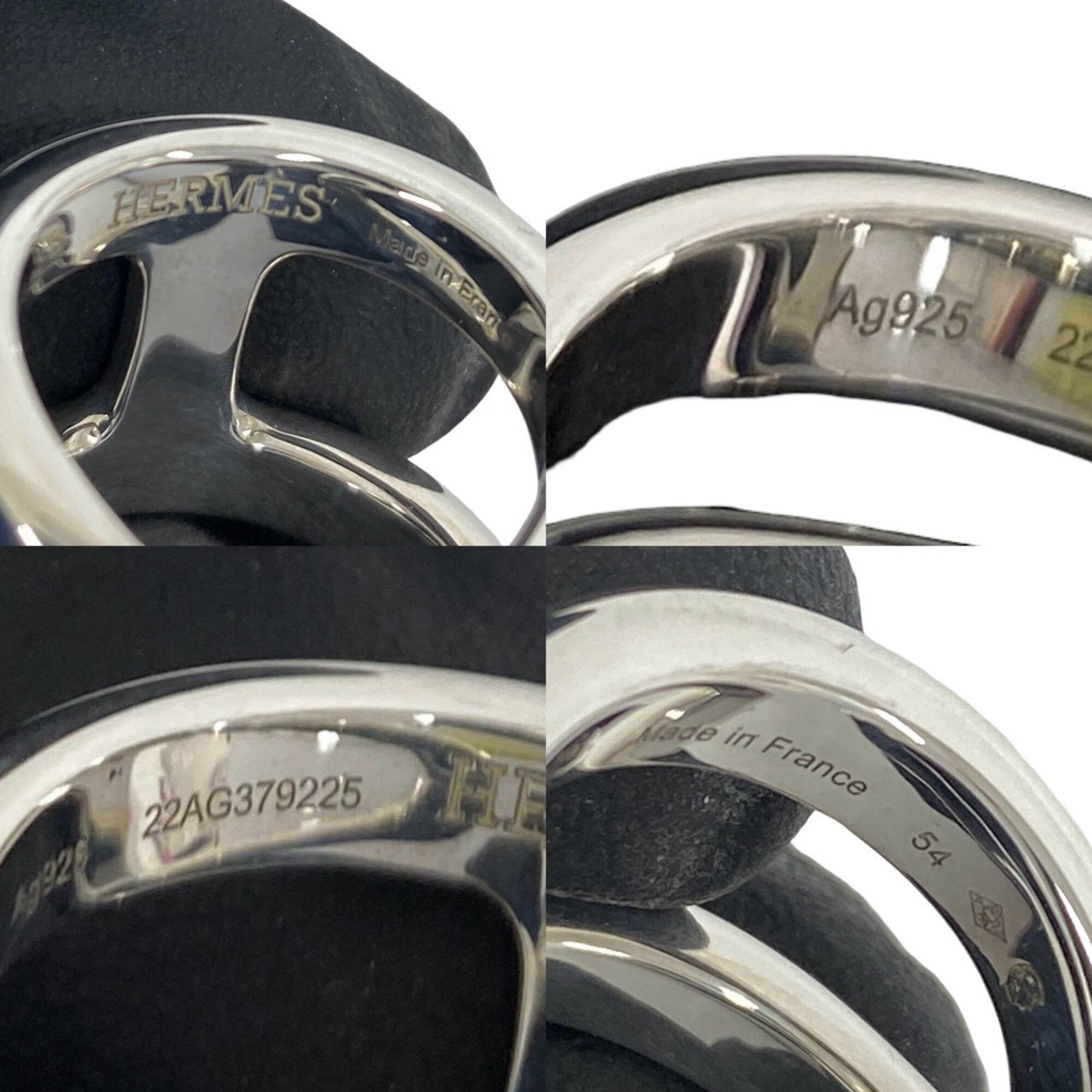 Hermes Silver Silver 925 Band Ring (Pre-Owned)