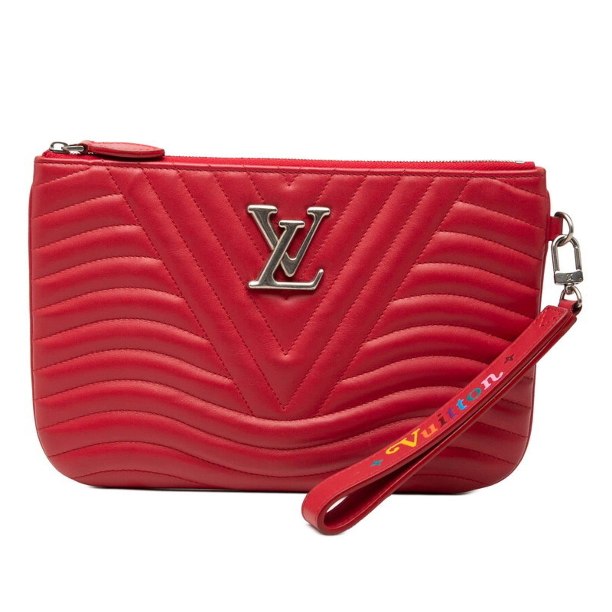 Louis Vuitton Red Color Leather Clutch Bag (Pre-Owned)
