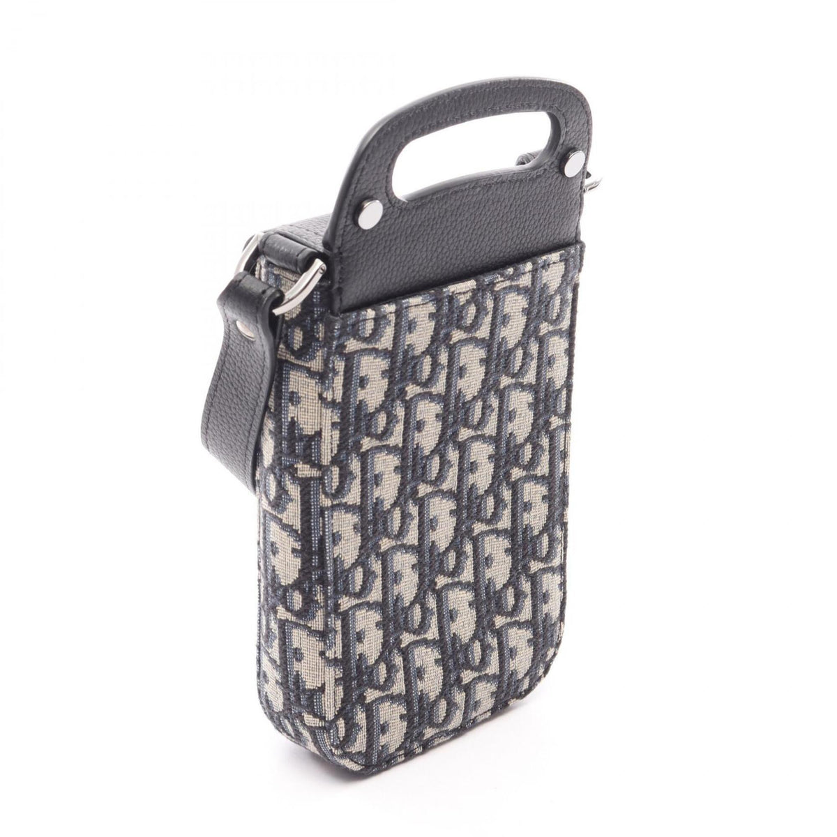 Christian Dior Beige Black Navy Canvas Leather Handbag Shoulder Bag (Pre-Owned)