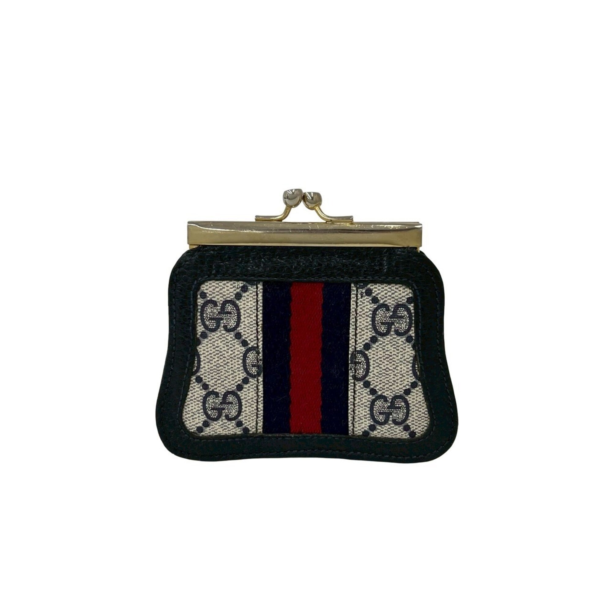 Gucci Navy Red Color Pvc Leather Coin Purse/Coin Case (Pre-Owned)