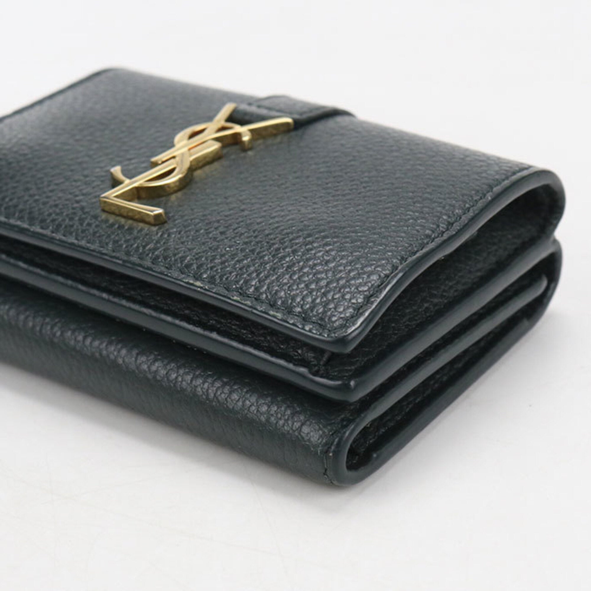 Saint Laurent Green Leather Wallet (Tri-Fold) (Pre-Owned)