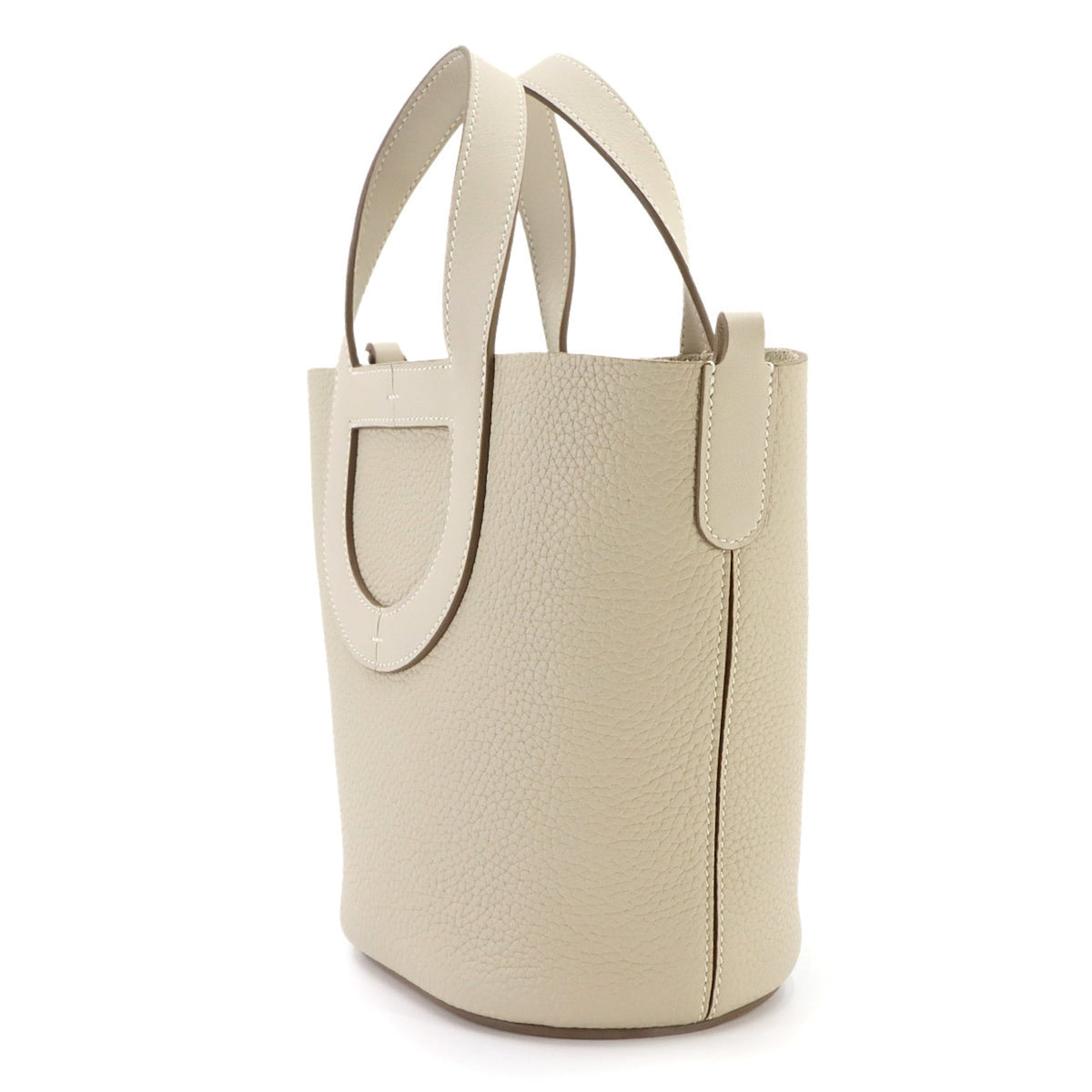 Hermes White Taurillon Clemence Leather Swift Leather Handbag (Pre-Owned)