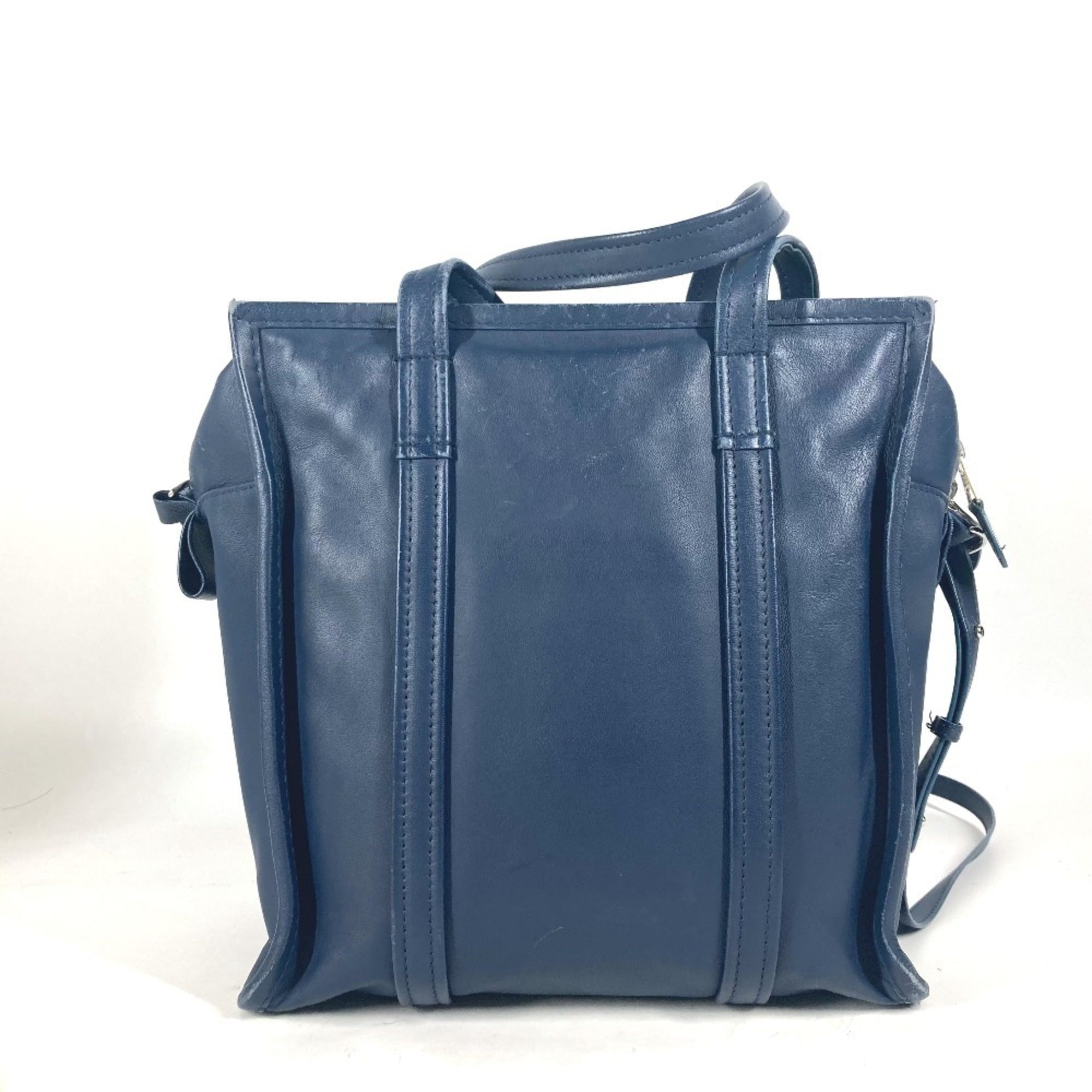 Balenciaga Navy Leather Handbag Shoulder Bag Tote Bag (Pre-Owned)