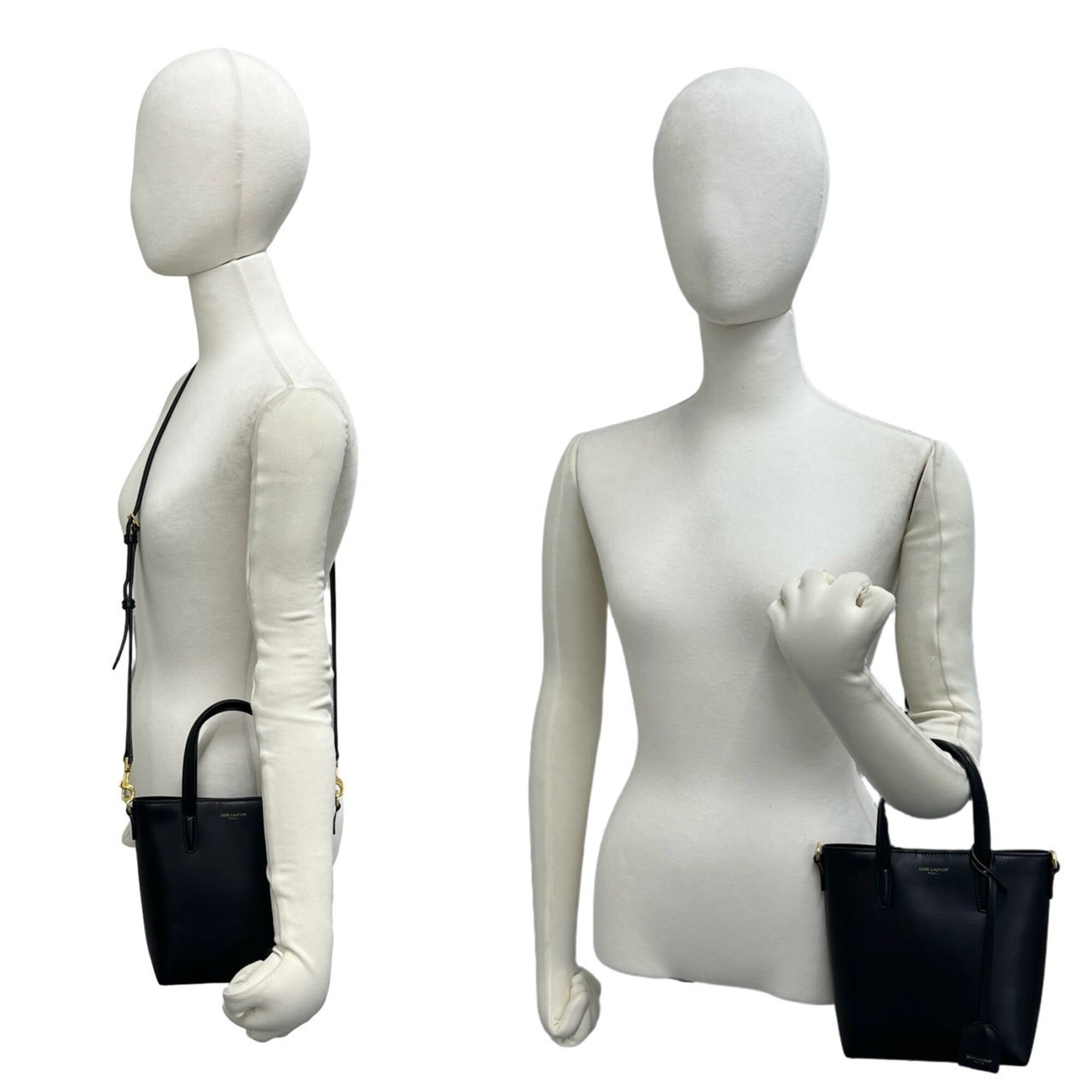 Saint Laurent Black Leather Handbag Shopping Bag Shoulder Bag (Pre-Owned)