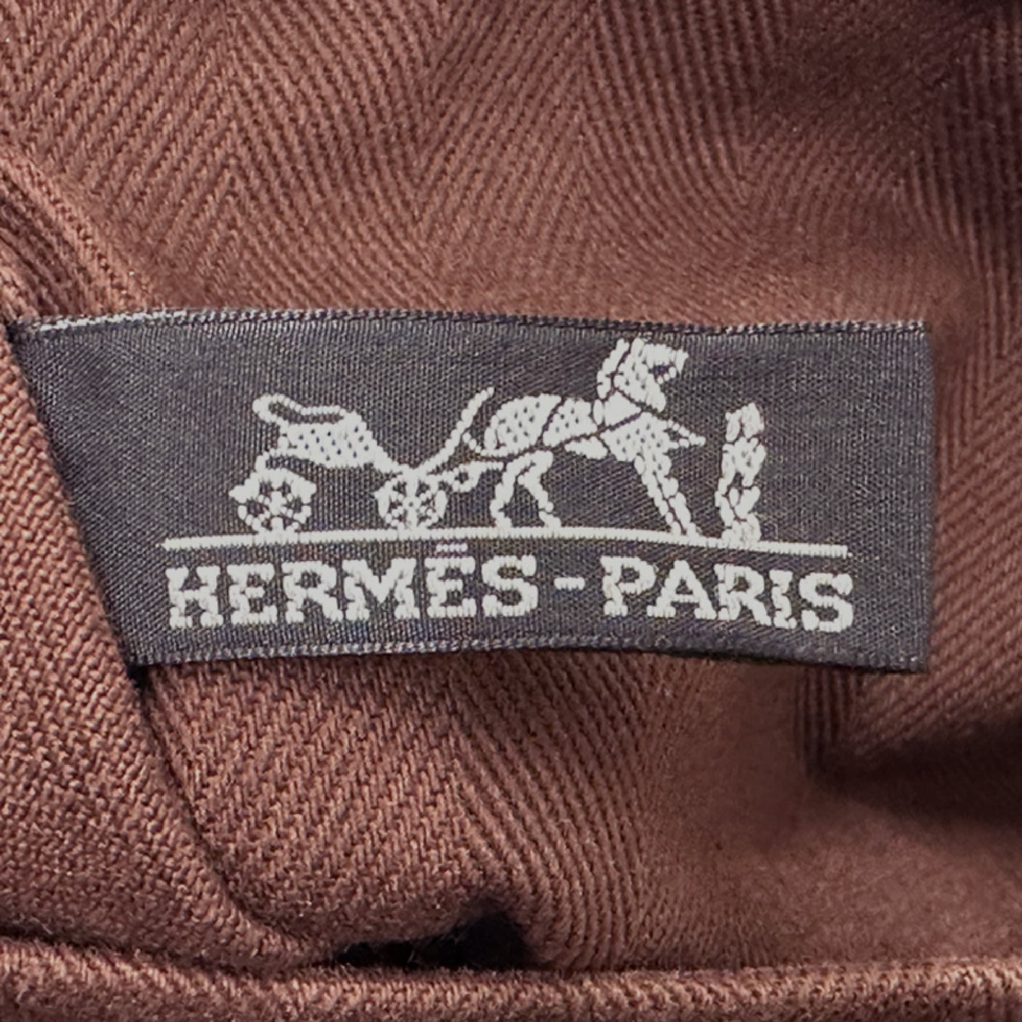 Hermes Brown White Canvas Handbag Pouch (Pre-Owned)
