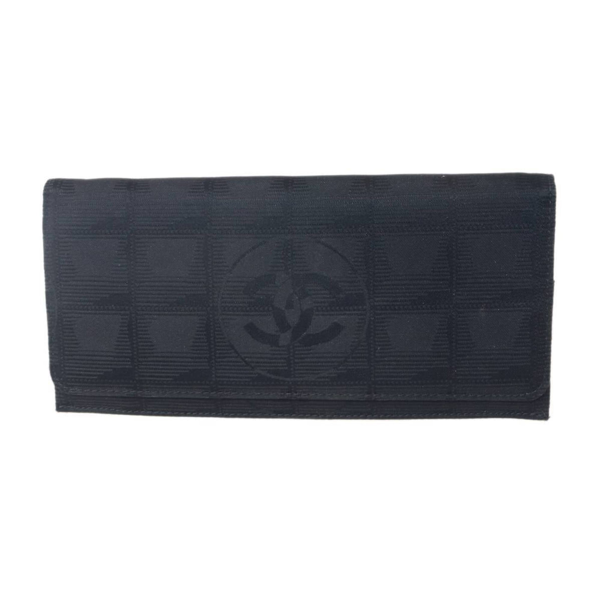 Chanel New Travel Line Black Long Wallet (Bi-Fold) (Pre-Owned)