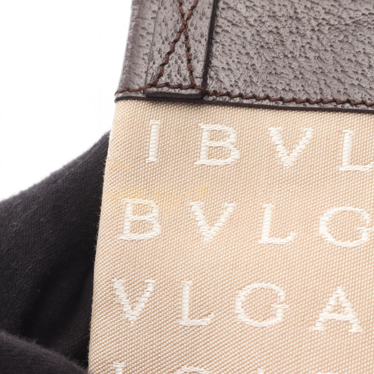 Bvlgari Beige Brown White Canvas Leather Handbag Shoulder Bag (Pre-Owned)