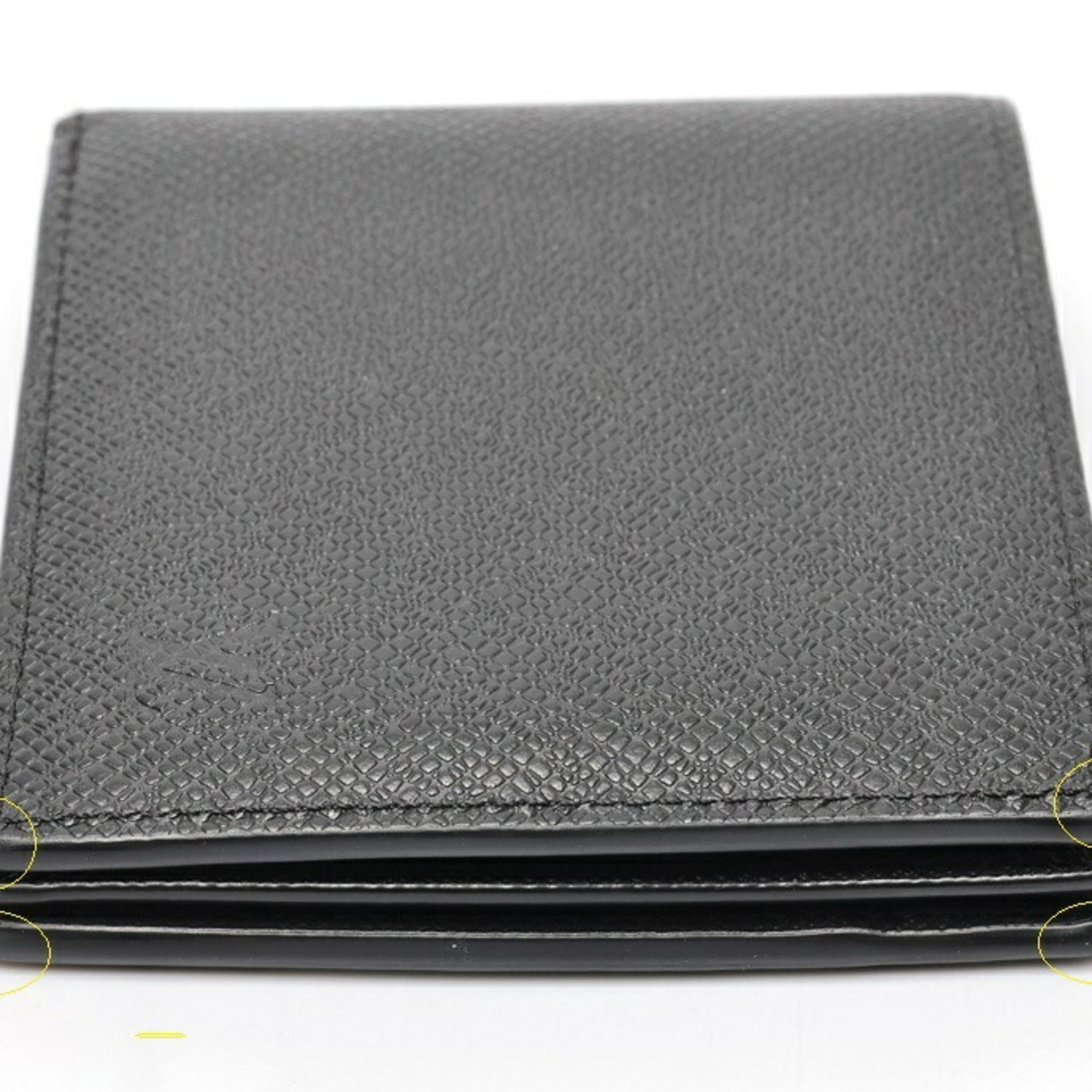 Louis Vuitton Black Taiga Leather Leather Coin Purse/Coin Case (Pre-Owned)