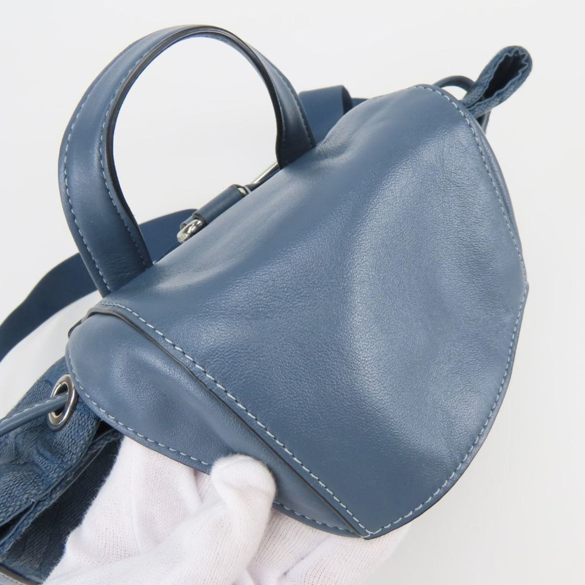 Coach Navy Canvas Leather Backpack (Pre-Owned)
