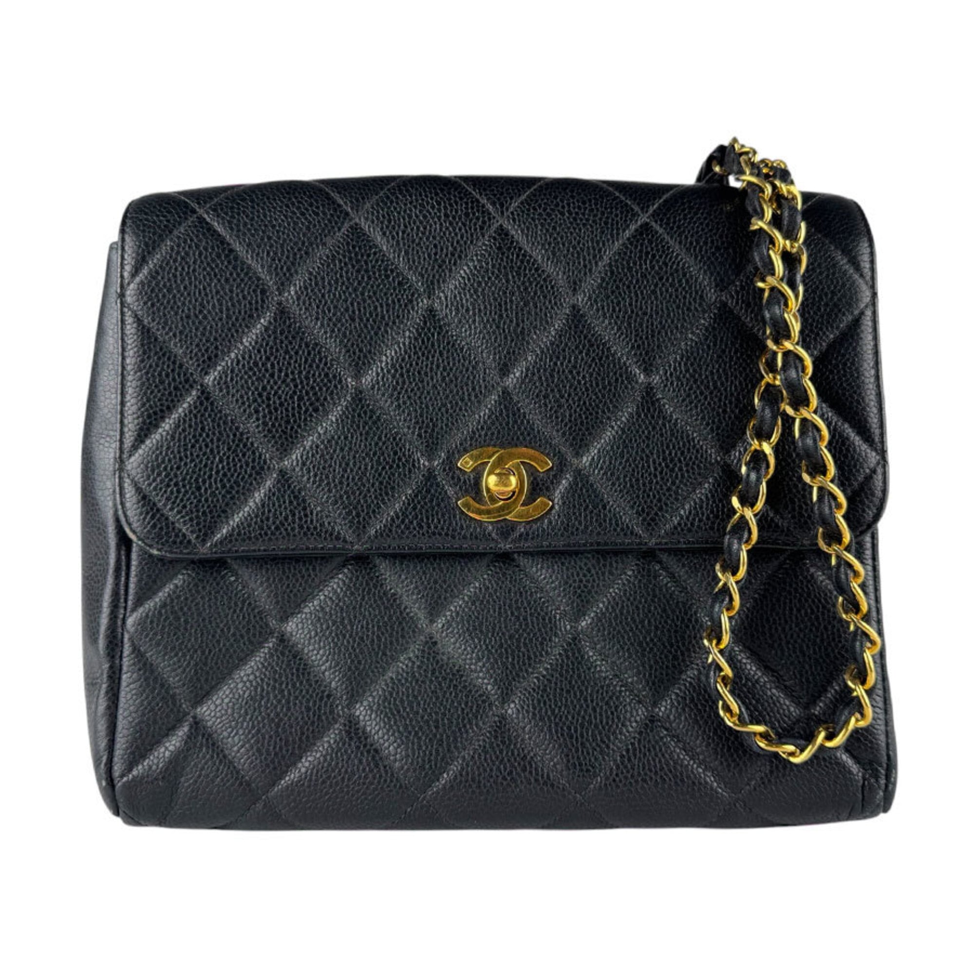 Chanel Black Grained Calfskin Shoulder Bag (Pre-Owned)
