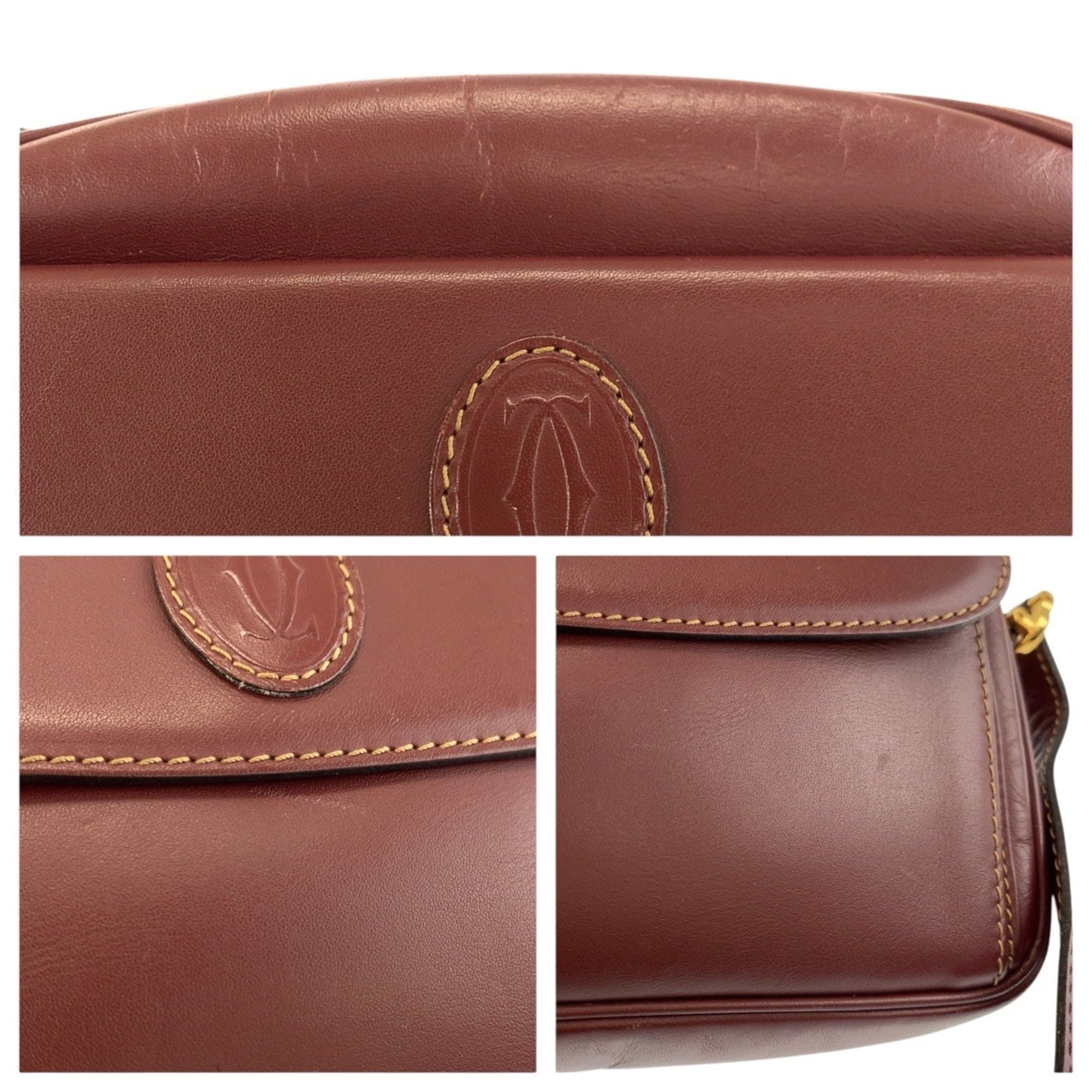 Cartier Bordeaux Leather Shoulder Bag (Pre-Owned)