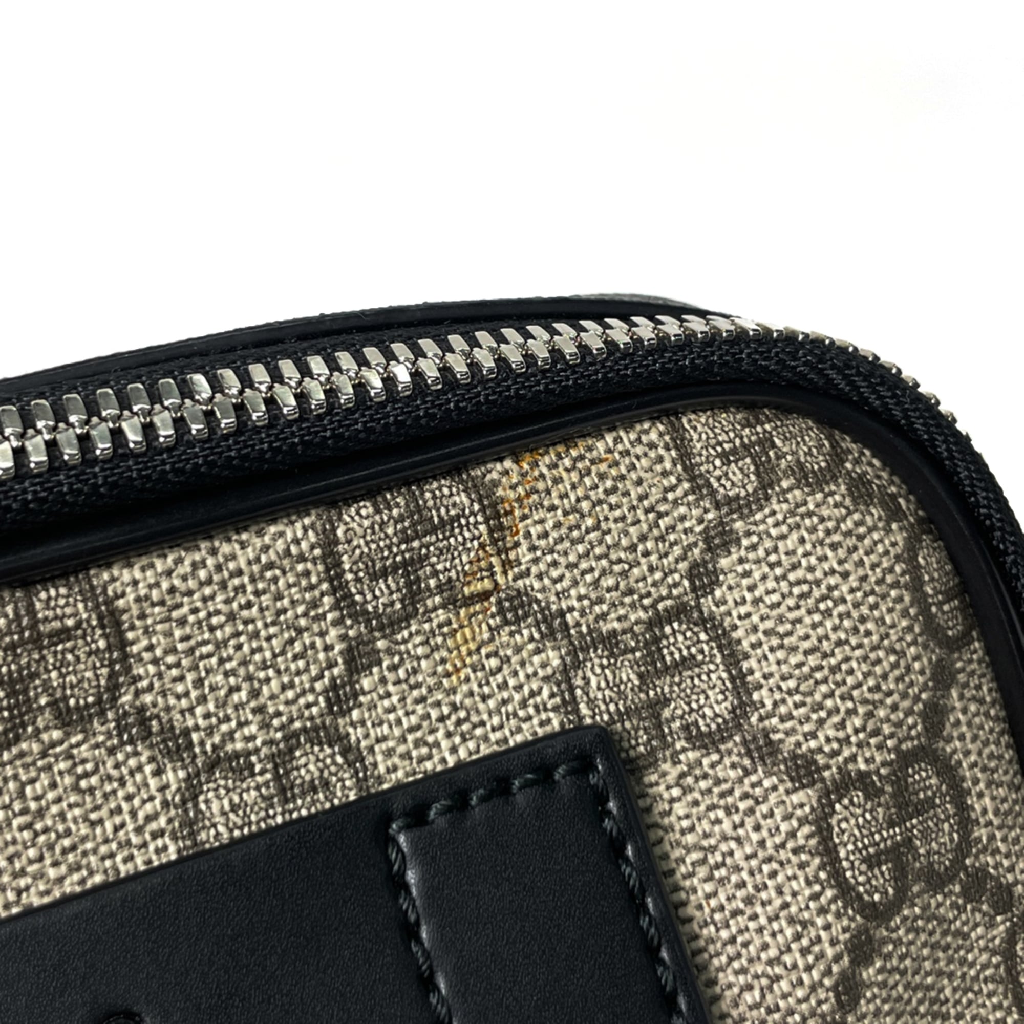 Gucci Sherry Line Black Brown Coated Canvas Leather Fanny Pack Sling Bag (Pre-Owned)