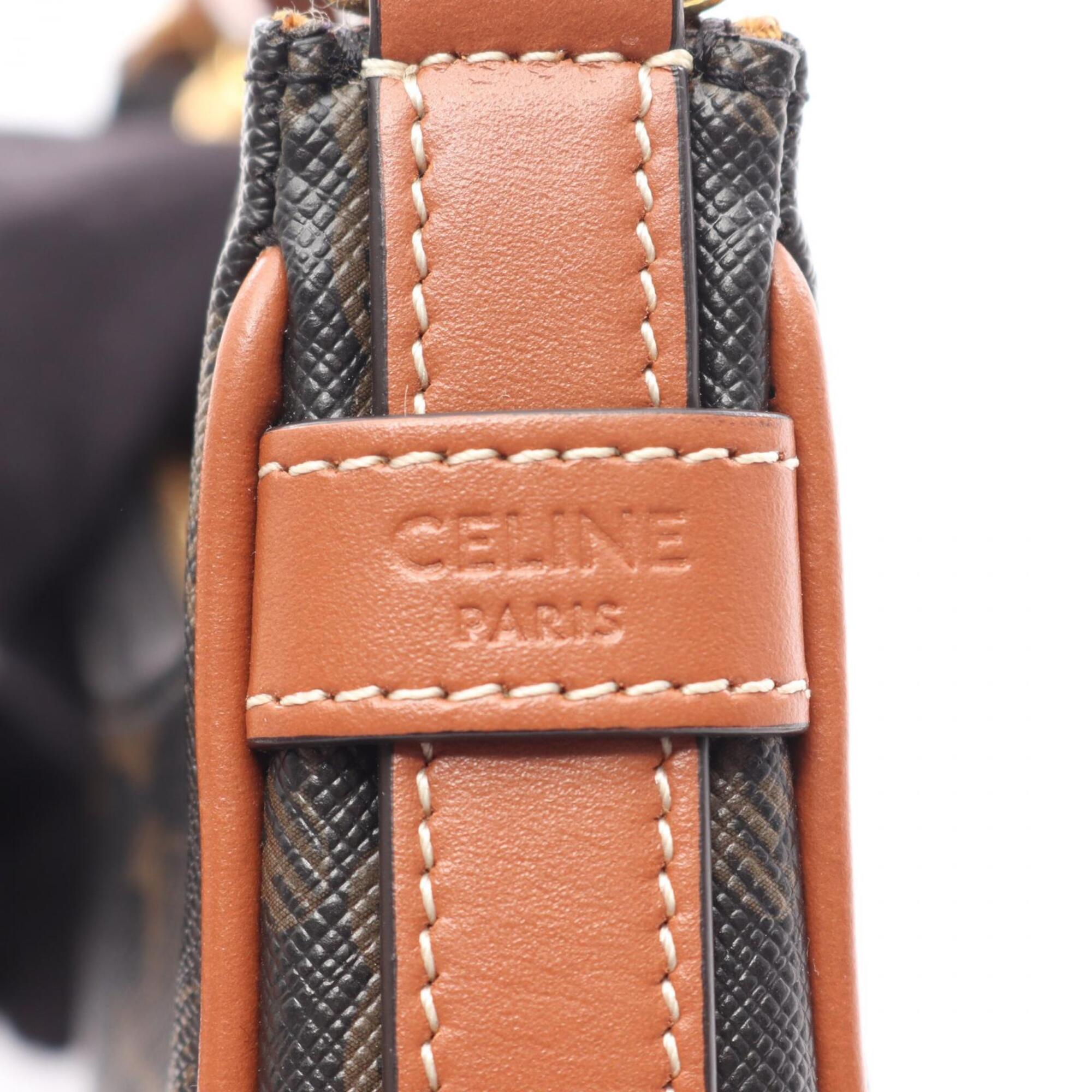 Celine Black Brown Coated Canvas Pvc Leather Handbag (Pre-Owned)