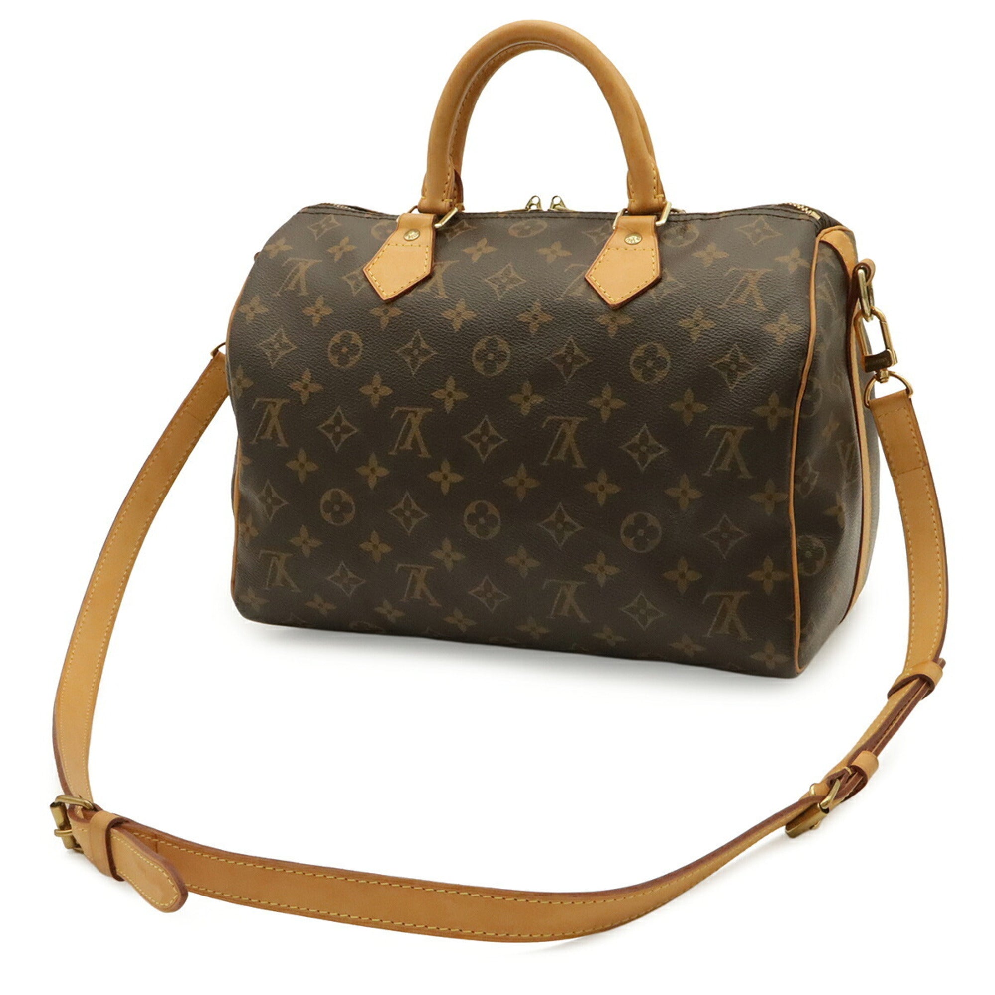 Louis Vuitton Brown Monogram White Monogram Boston Bag Handbag Shoulder Bag (Pre-Owned)