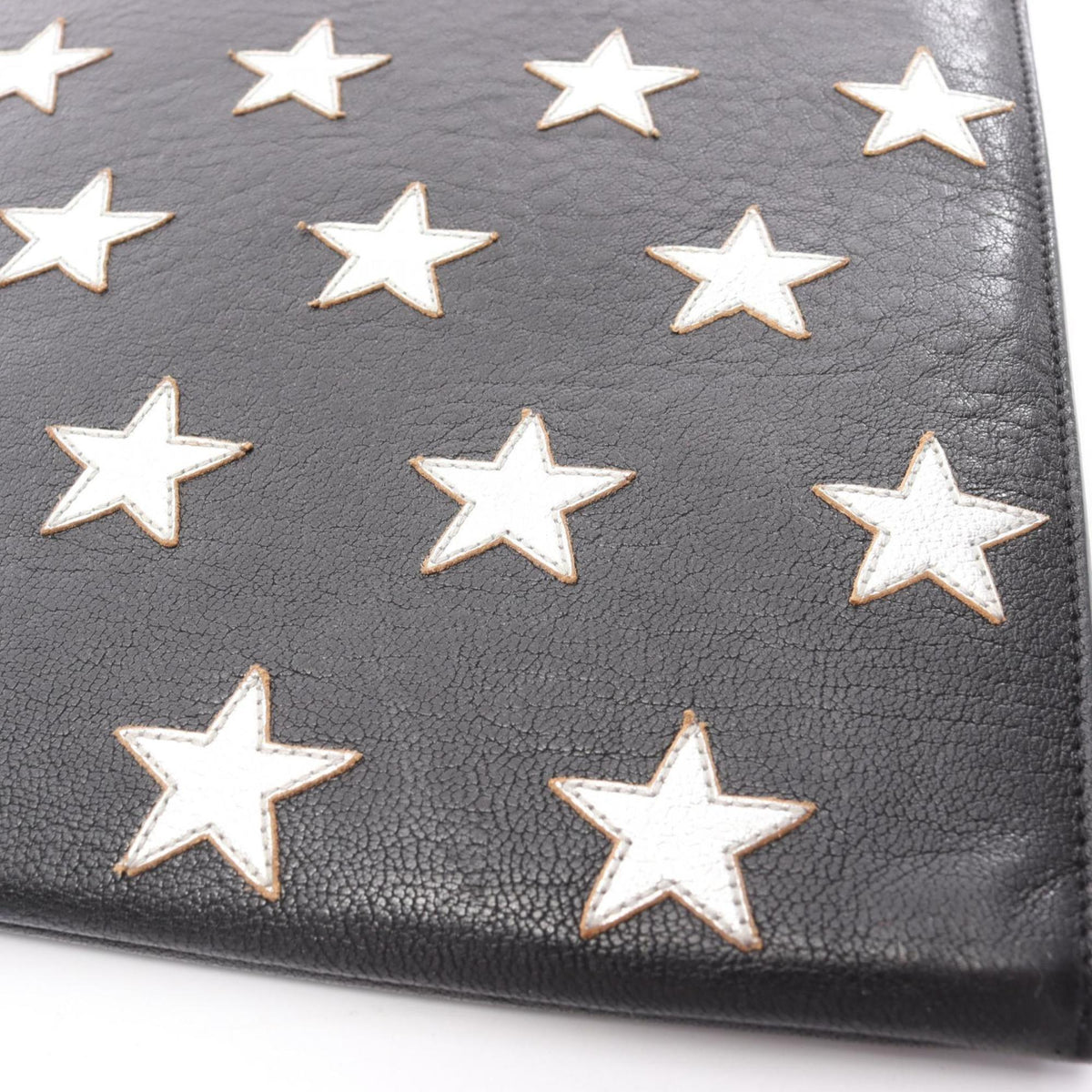 Yves Saint Laurent Black Silver Leather Clutch Bag (Pre-Owned)