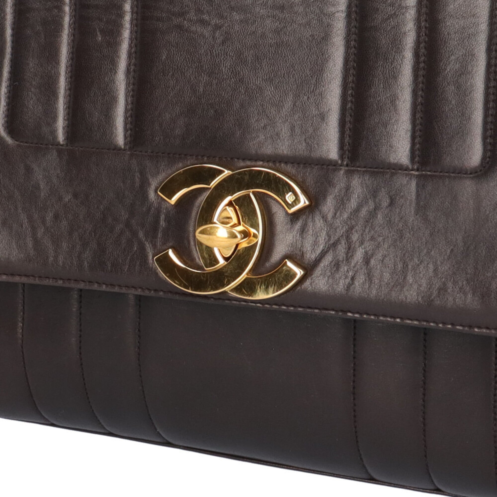 Chanel Mademoiselle Black Leather Handbag Shoulder Bag (Pre-Owned)