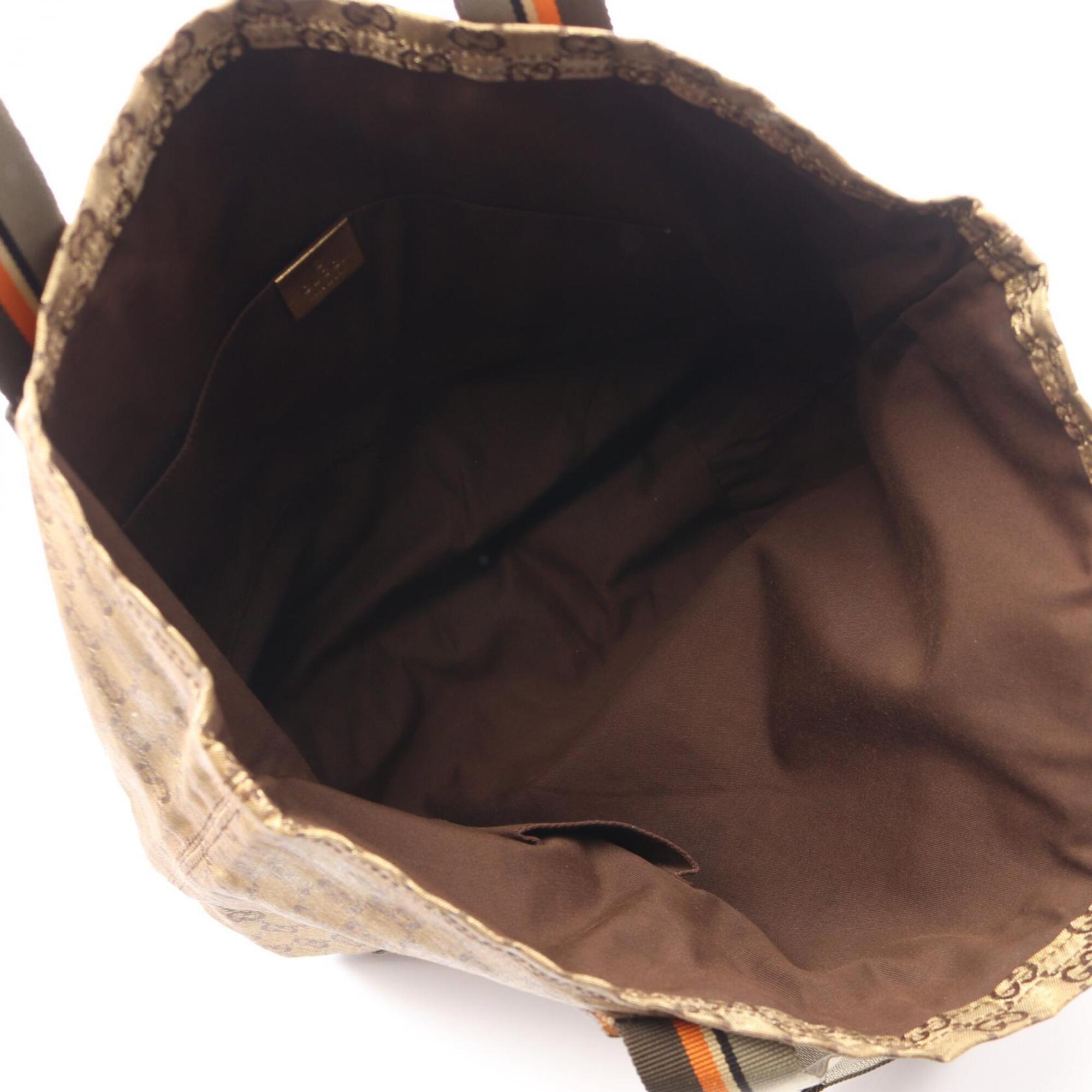 Gucci Brown Gold Canvas Tote Bag (Pre-Owned)