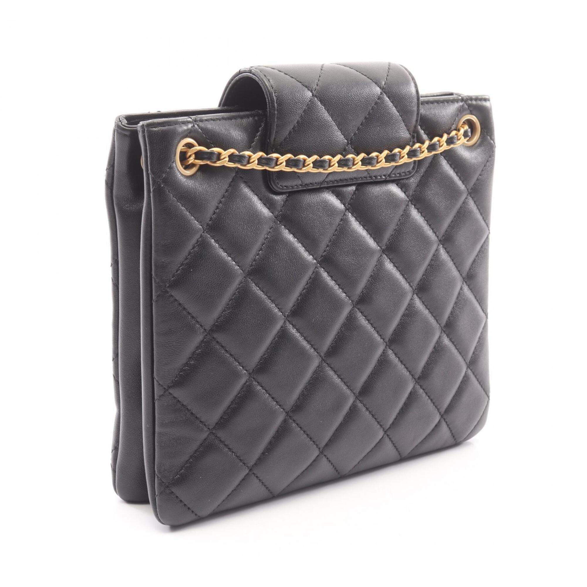 Chanel Black Leather Handbag Shoulder Bag (Pre-Owned)