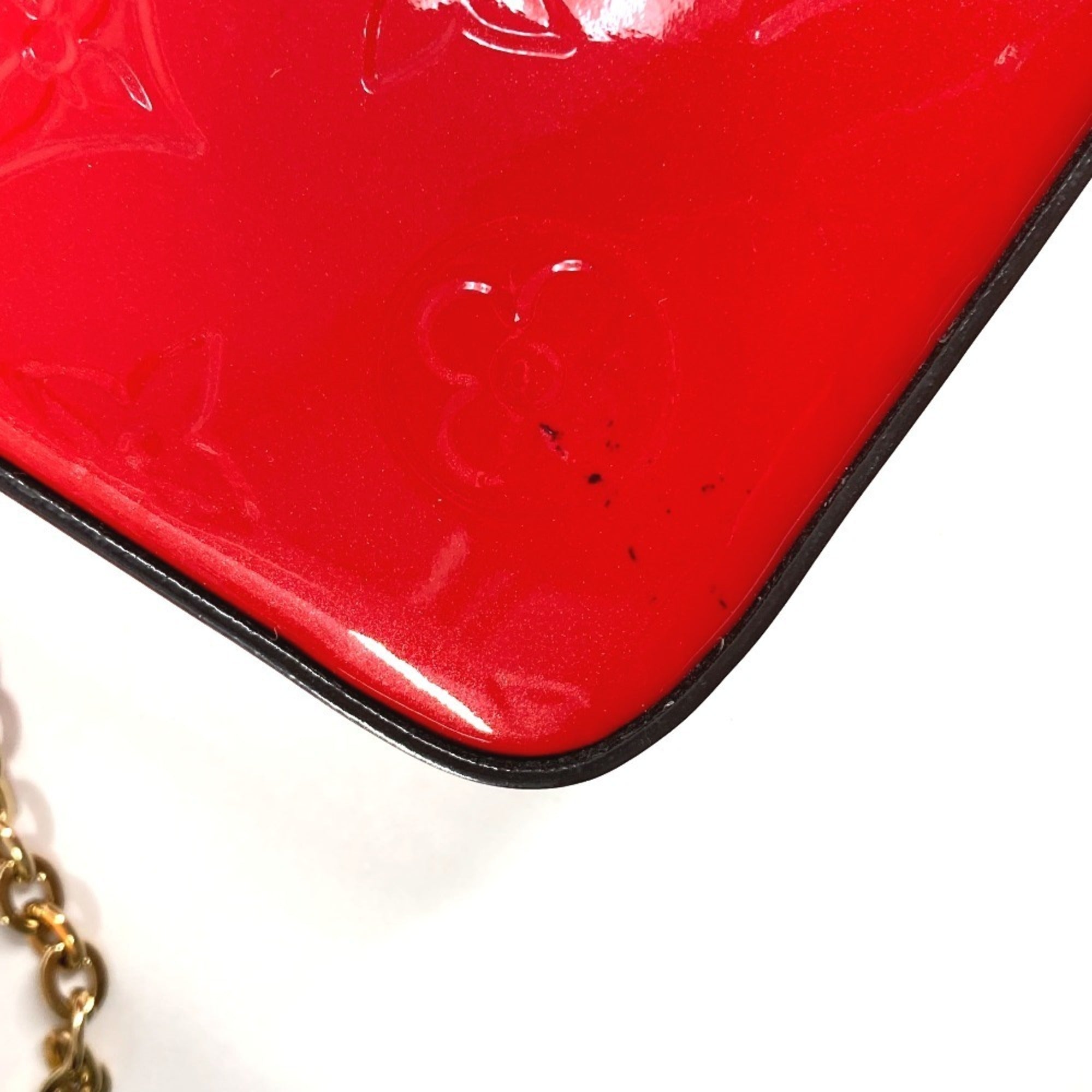 Louis Vuitton Red Color Monogram Vernis Canvas Clutch Bag Pochette Shoulder Bag (Pre-Owned)