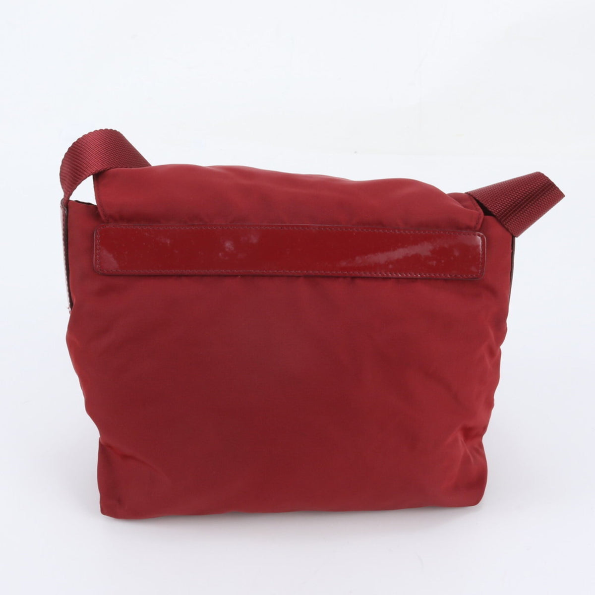 Prada Red Color Wine Leather Nylon Shoulder Bag (Pre-Owned)