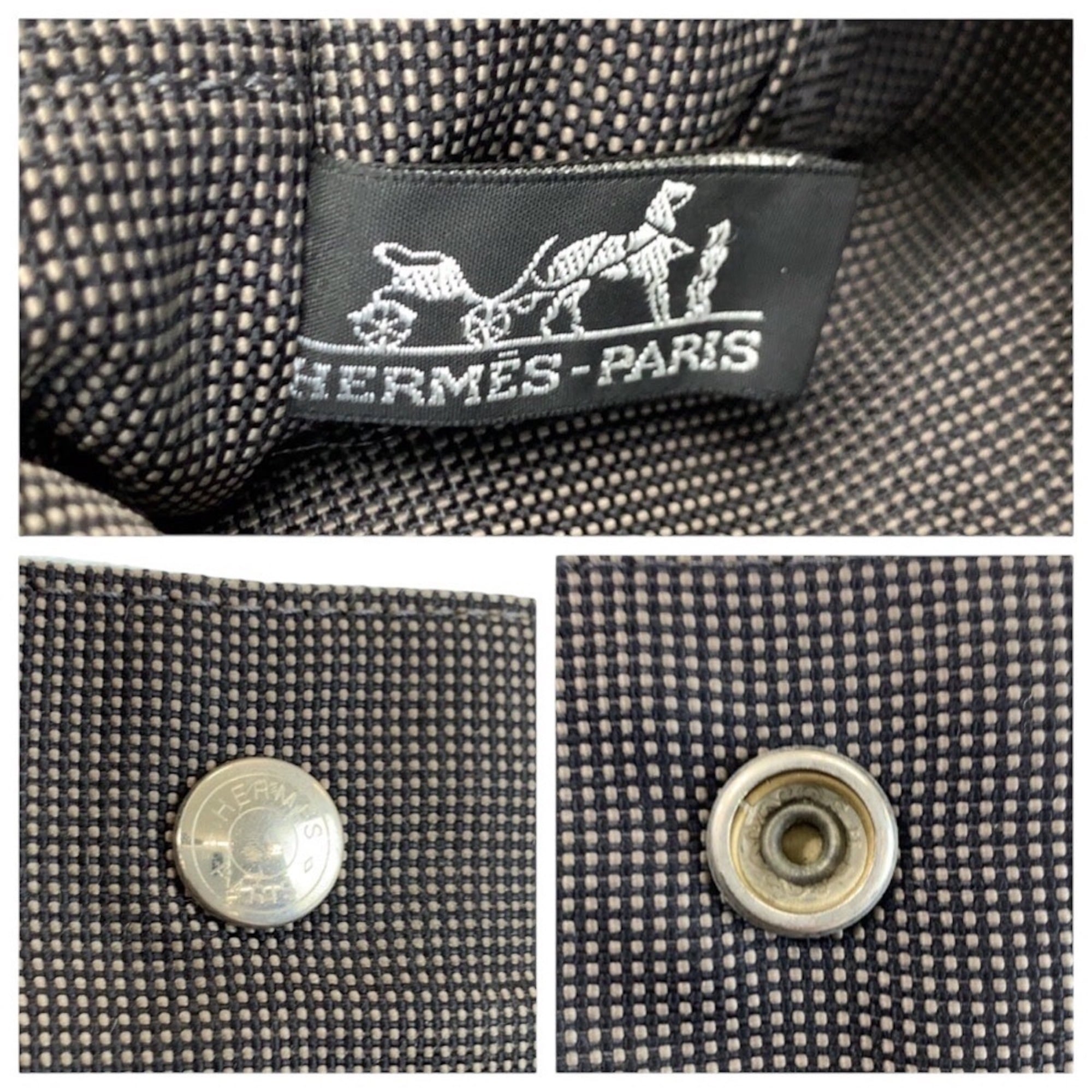 Hermes Gray Polyamide Polyester Handbag Tote Bag (Pre-Owned)
