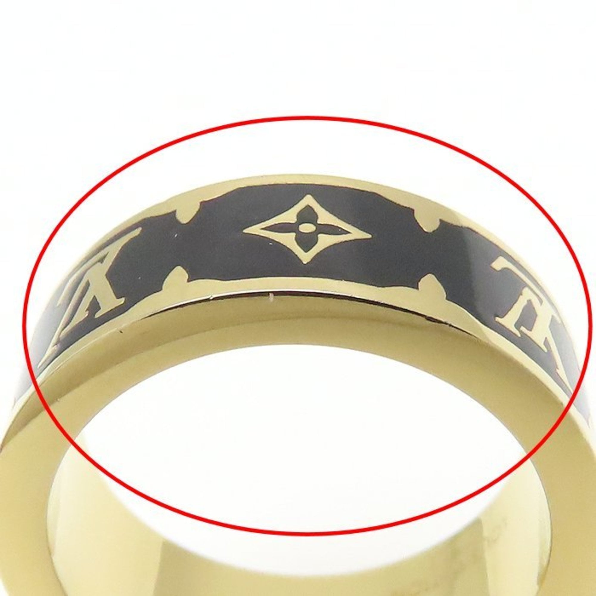 Louis Vuitton Gold Black Gold Plating Band Ring (Pre-Owned)