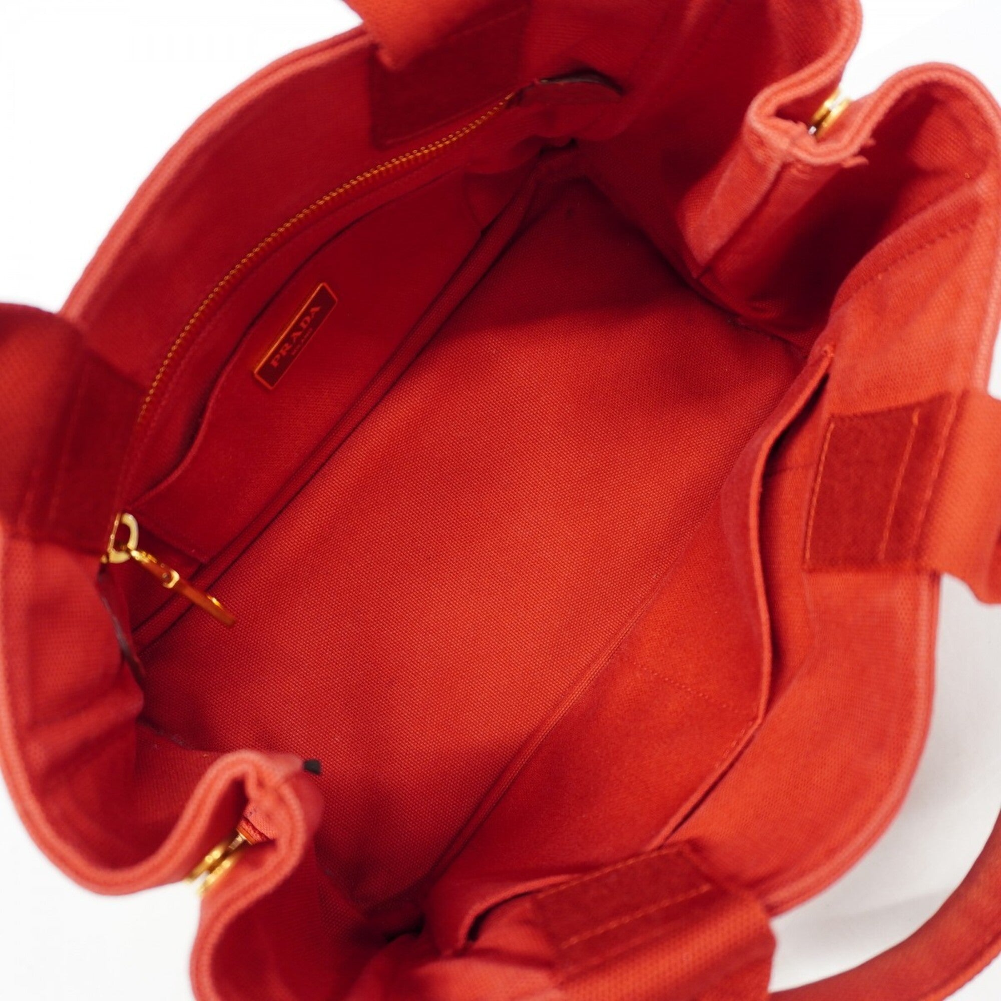Prada Red Color Canvas Tote Bag (Pre-Owned)