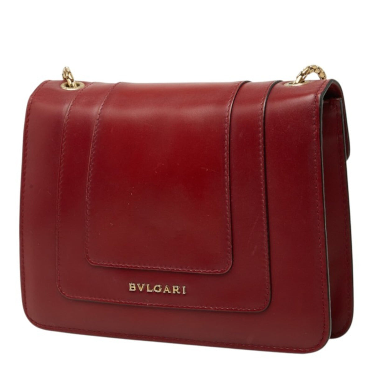 Bvlgari Red Color Wine Leather Shoulder Bag (Pre-Owned)