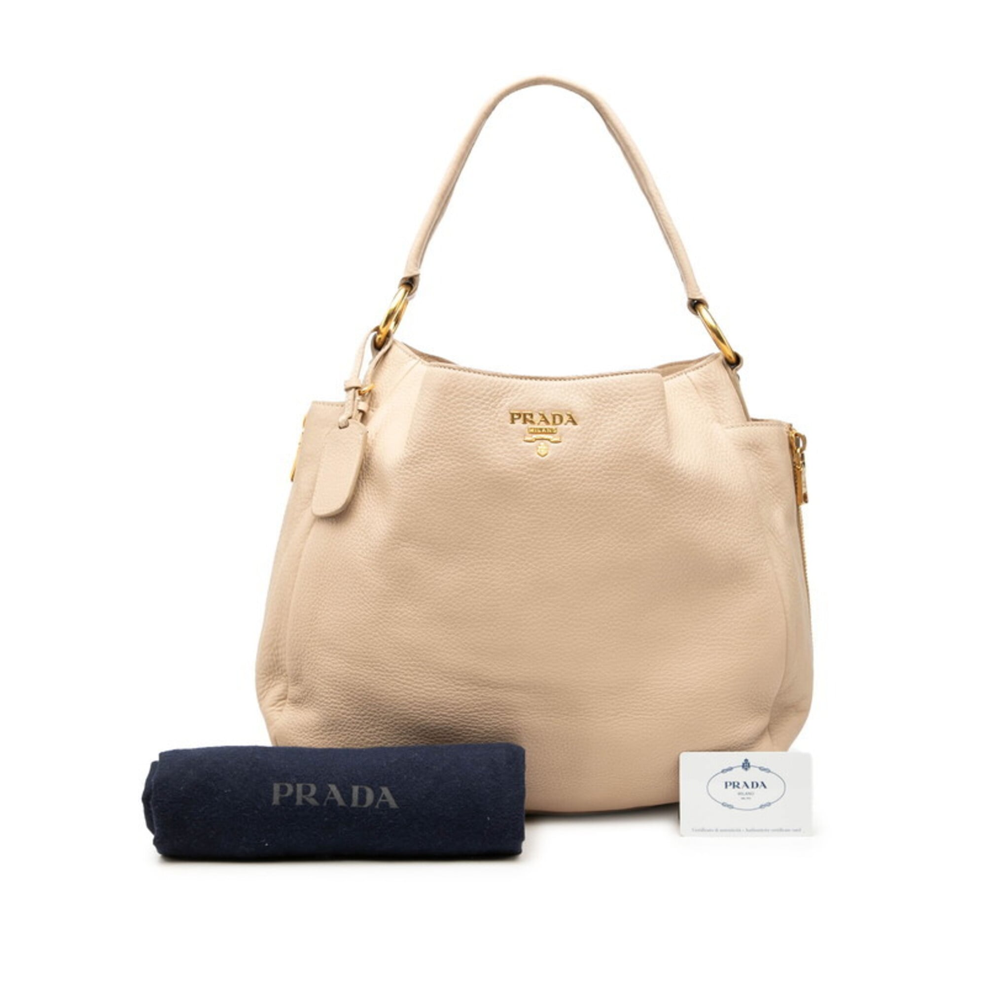 Prada Beige Leather Handbag Tote Bag (Pre-Owned)