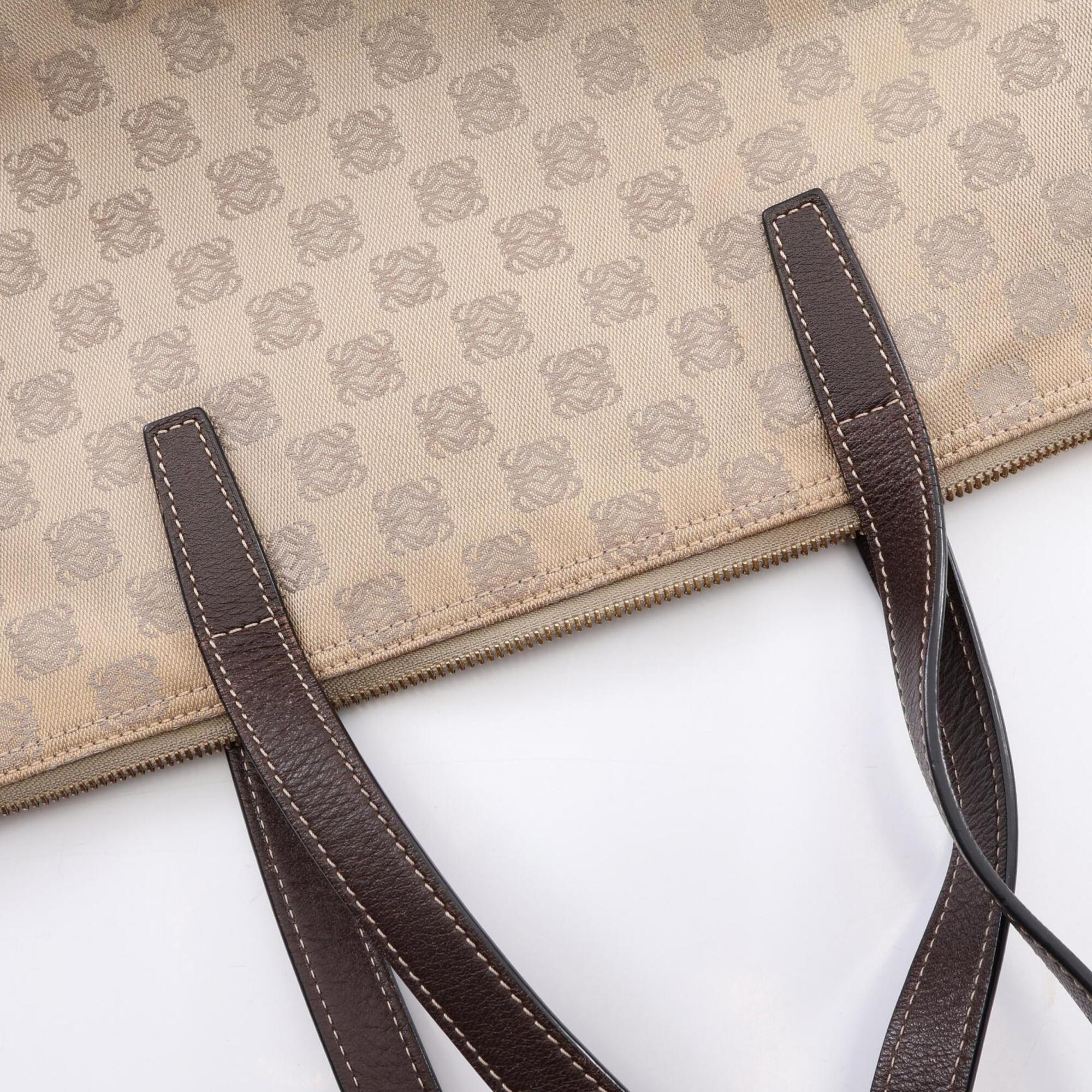 Loewe Beige Brown Canvas Leather Handbag Tote Bag (Pre-Owned)