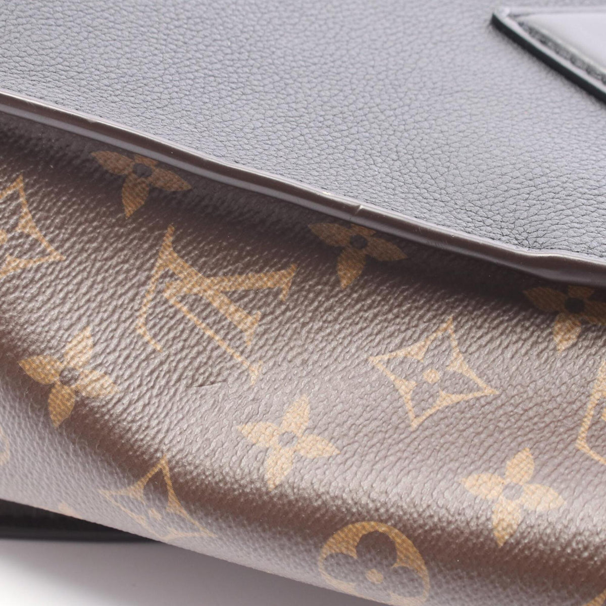 Louis Vuitton Black Brown Leather Coated Canvas Handbag (Pre-Owned)