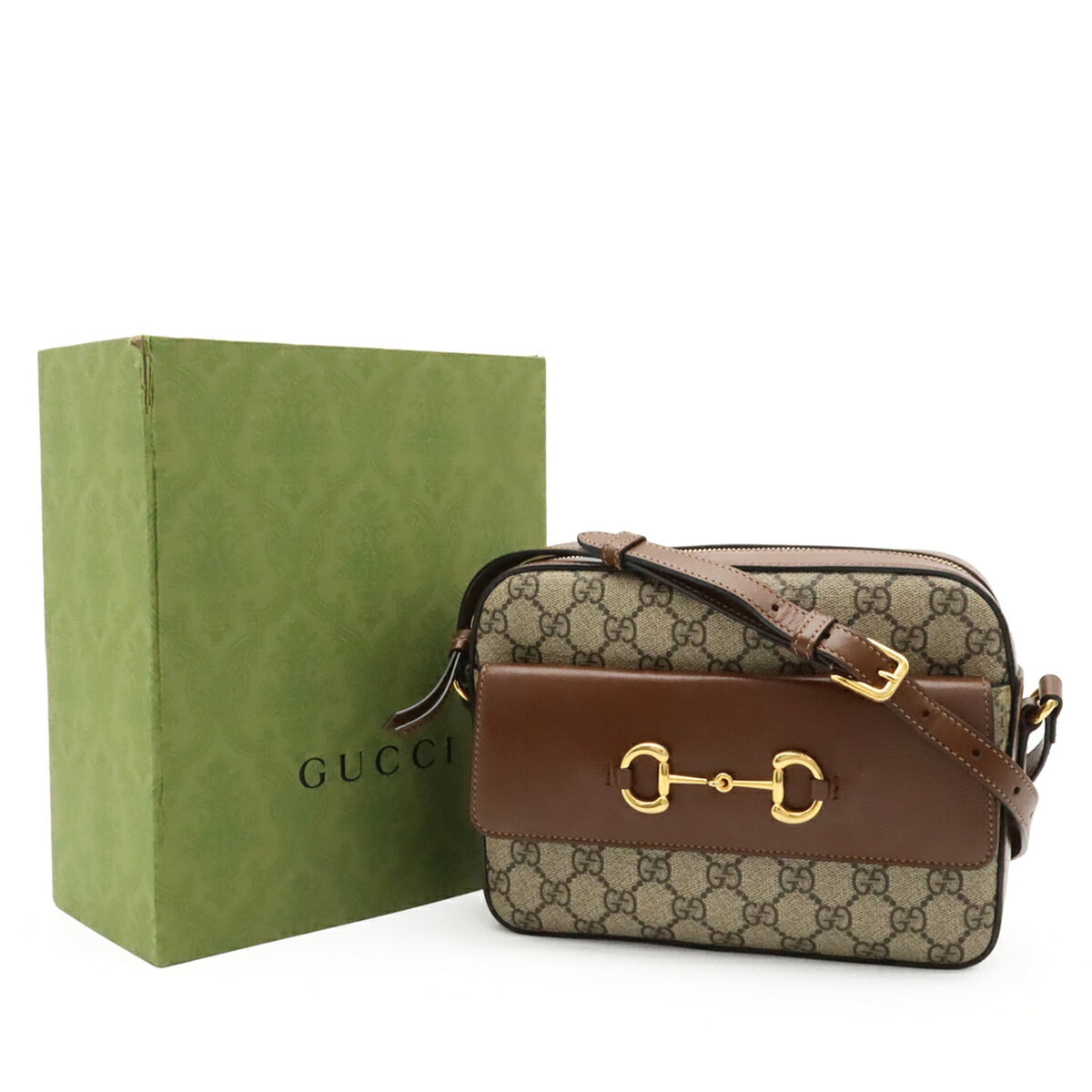 Gucci Beige Brown Gg Supreme Canvas Leather Pochette Shoulder Bag (Pre-Owned)