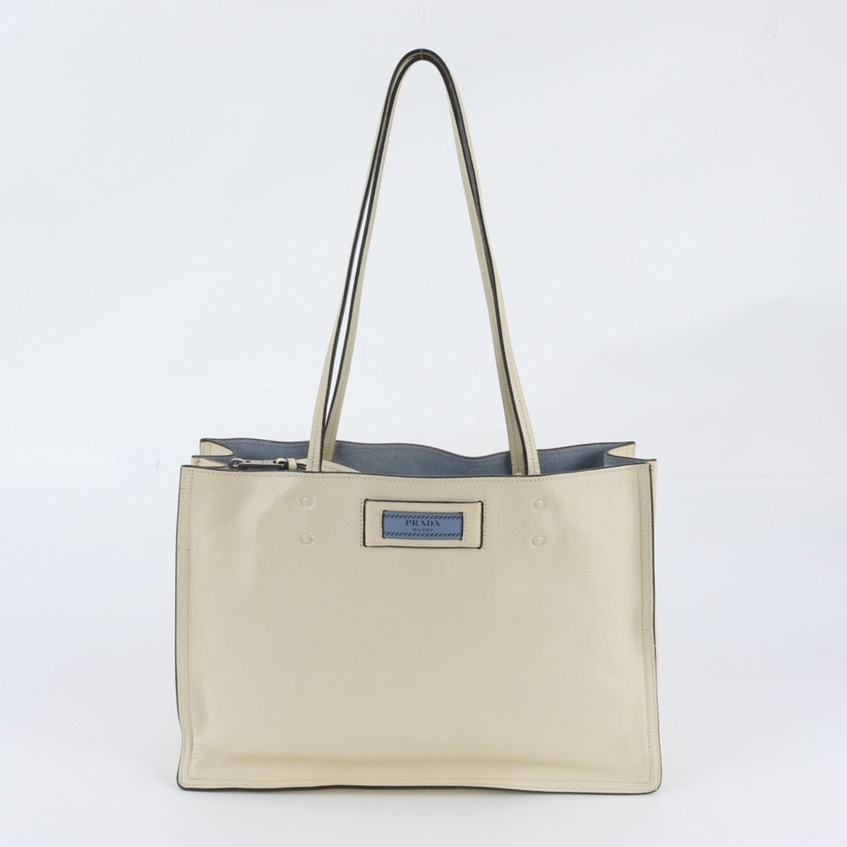Prada Ivory Leather Handbag Shoulder Bag Tote Bag (Pre-Owned)