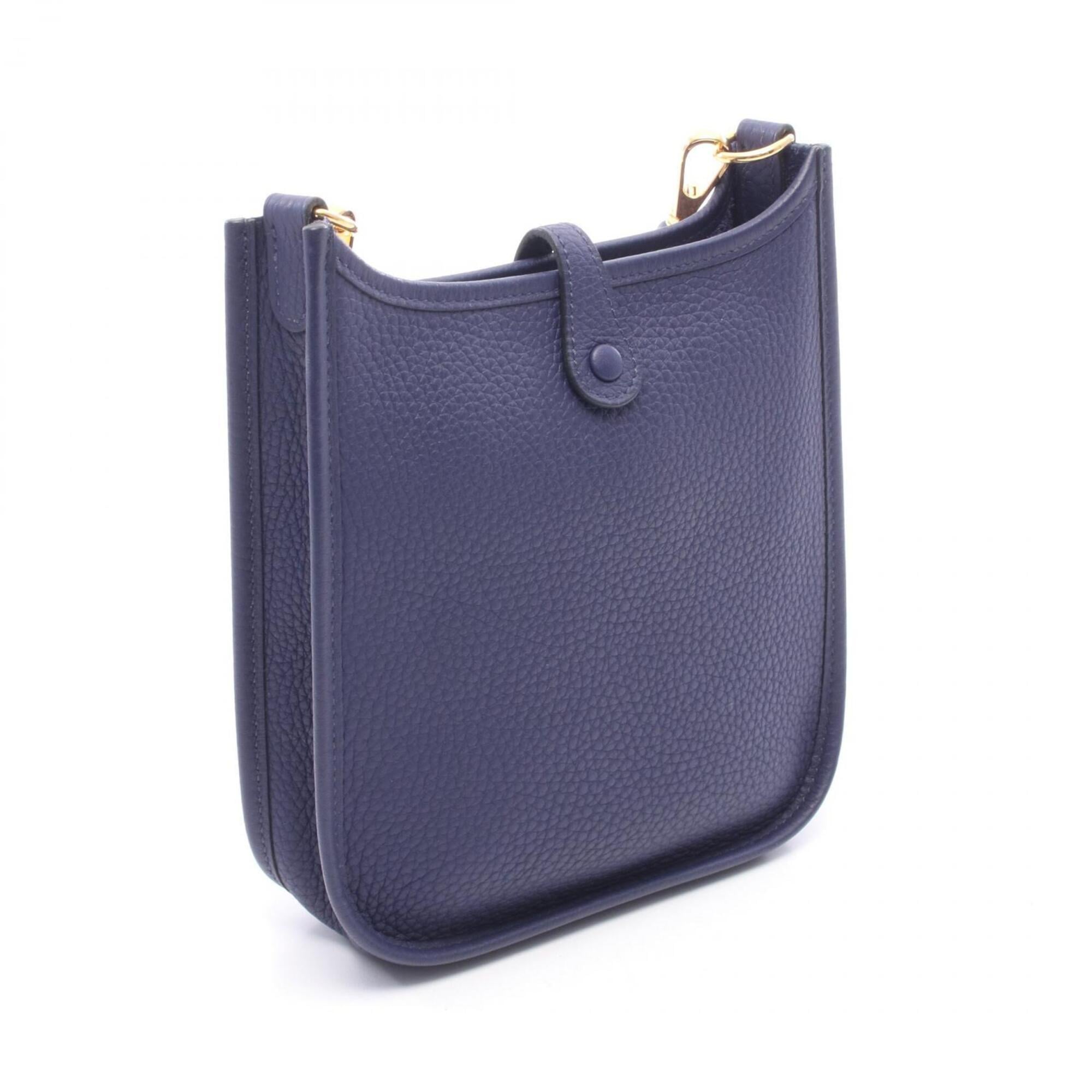 Hermes Iris Navy Taurillon Clemence Leather Handbag Shoulder Bag (Pre-Owned)