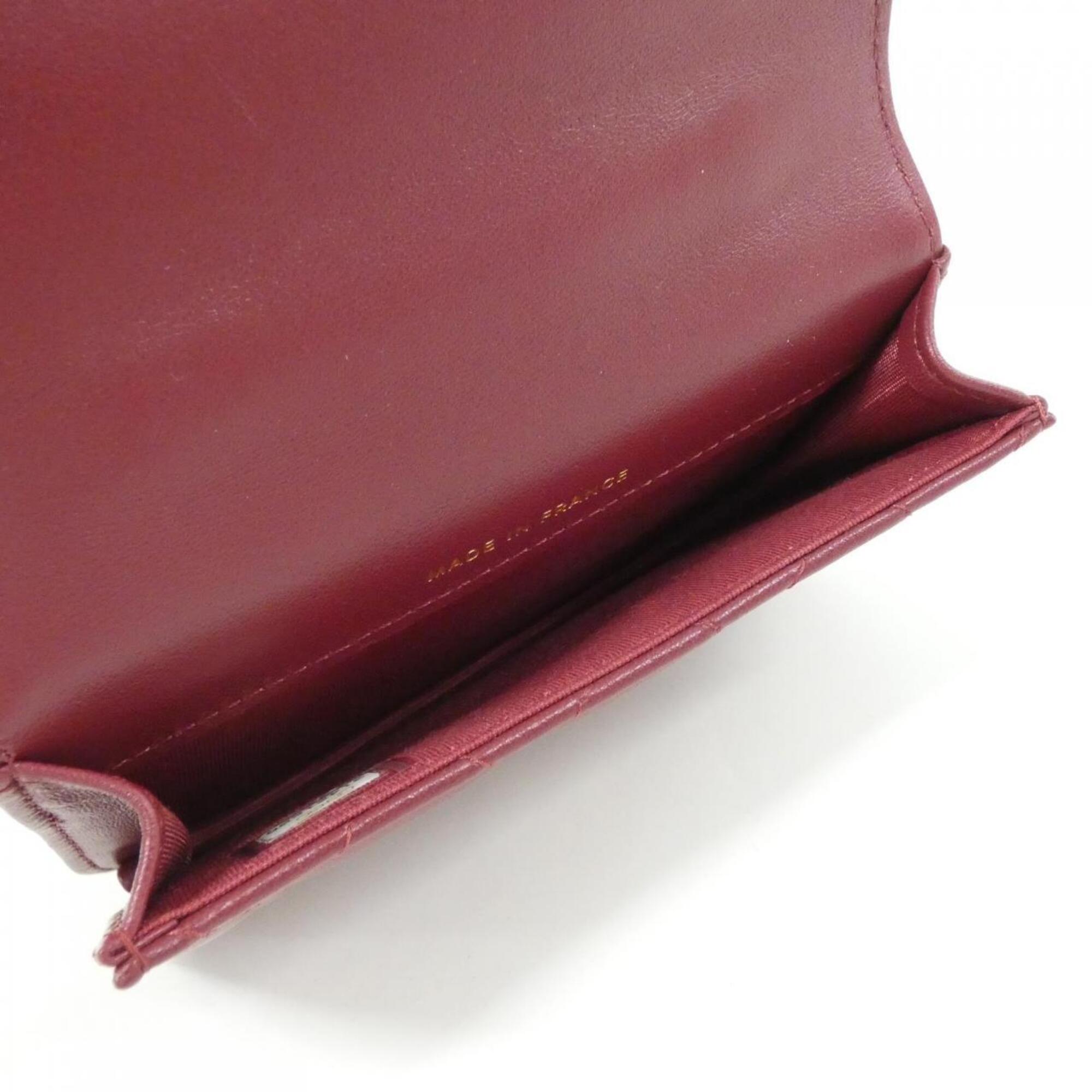 Chanel Bordeaux Leather Handbag Shoulder Bag (Pre-Owned)