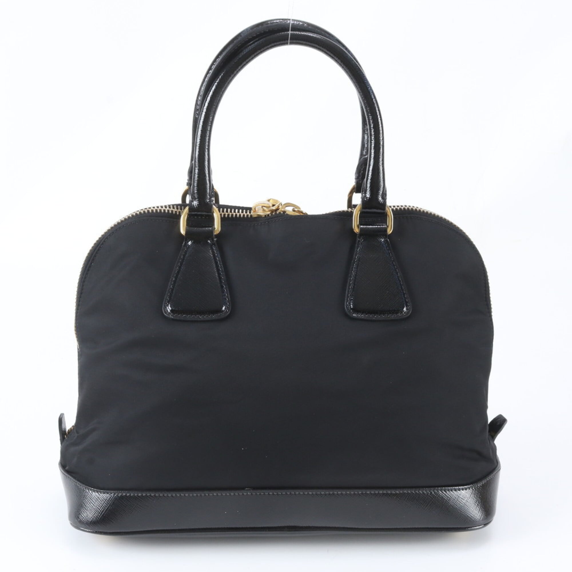 Prada Black Nylon Leather Handbag Tote Bag (Pre-Owned)