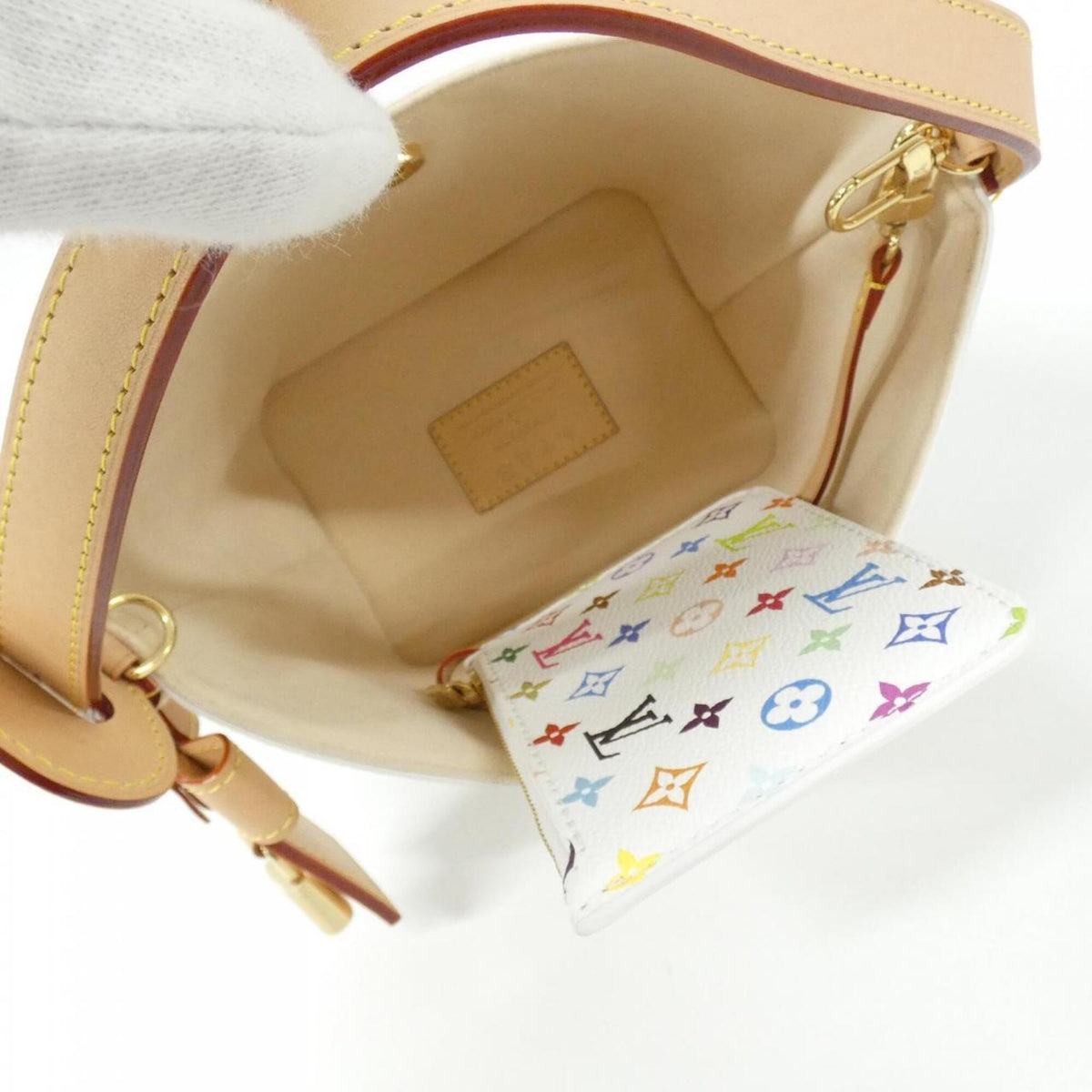 Louis Vuitton White Coated Canvas Pouch Shoulder Bag (Pre-Owned)