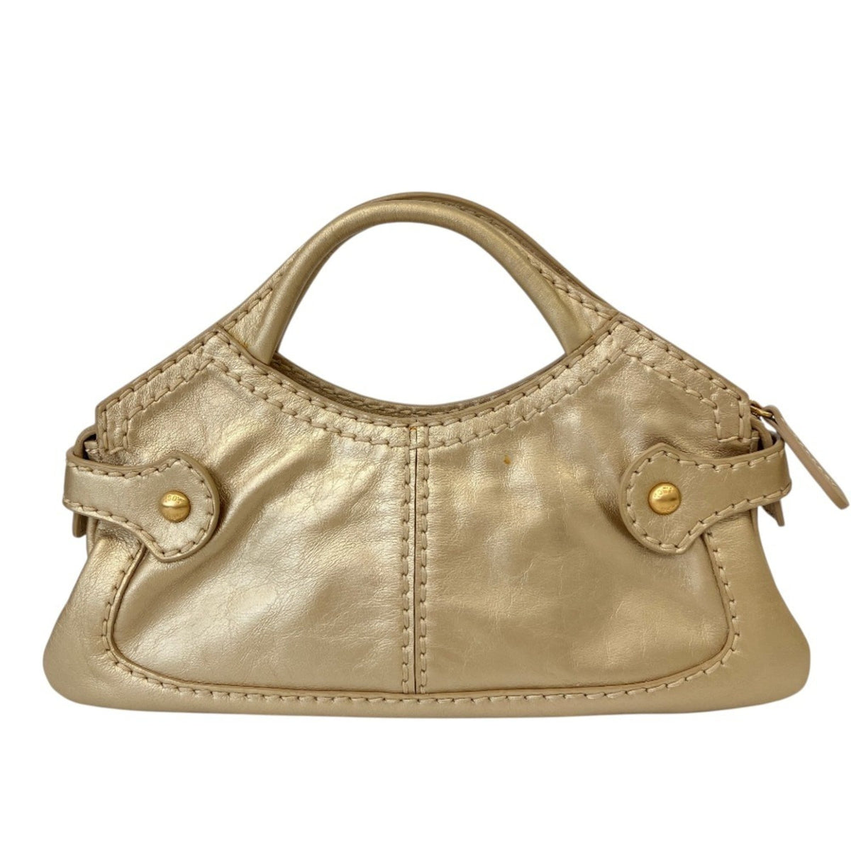 Tod's Gold Leather Handbag Shoulder Bag (Pre-Owned)