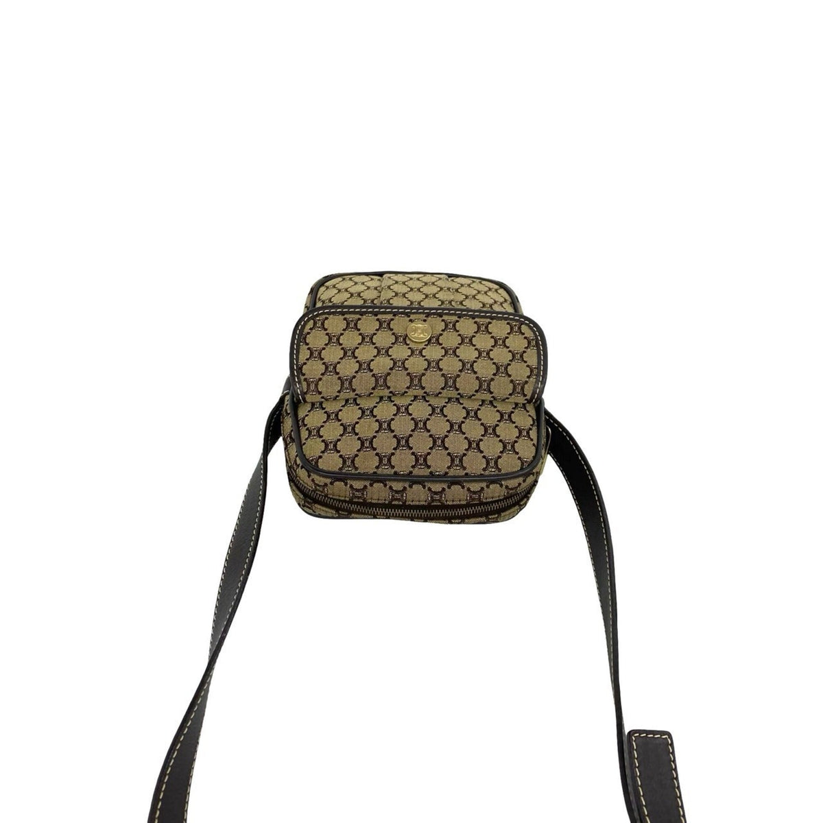 Celine Brown Canvas Leather Pochette Shoulder Bag (Pre-Owned)