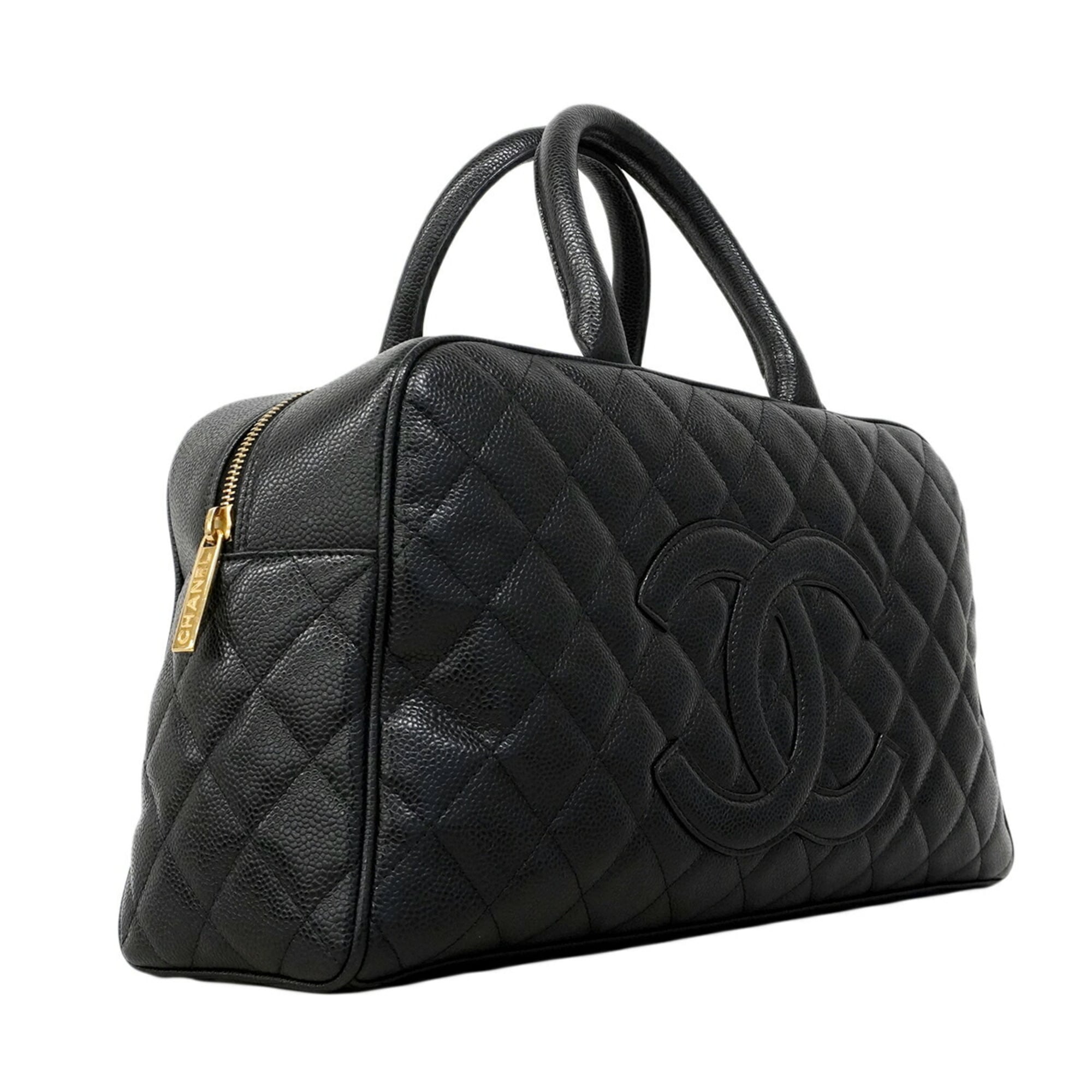 Chanel Black Grained Calfskin Handbag (Pre-Owned)